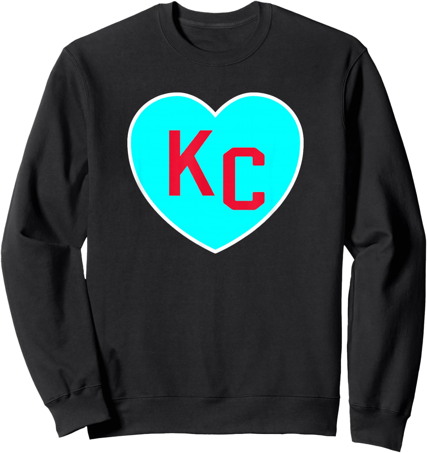Cool KC Teal Heart Kansas City Teal Blue/Red KC Kansas City Sweatshirt - Sweatshirt | Black
