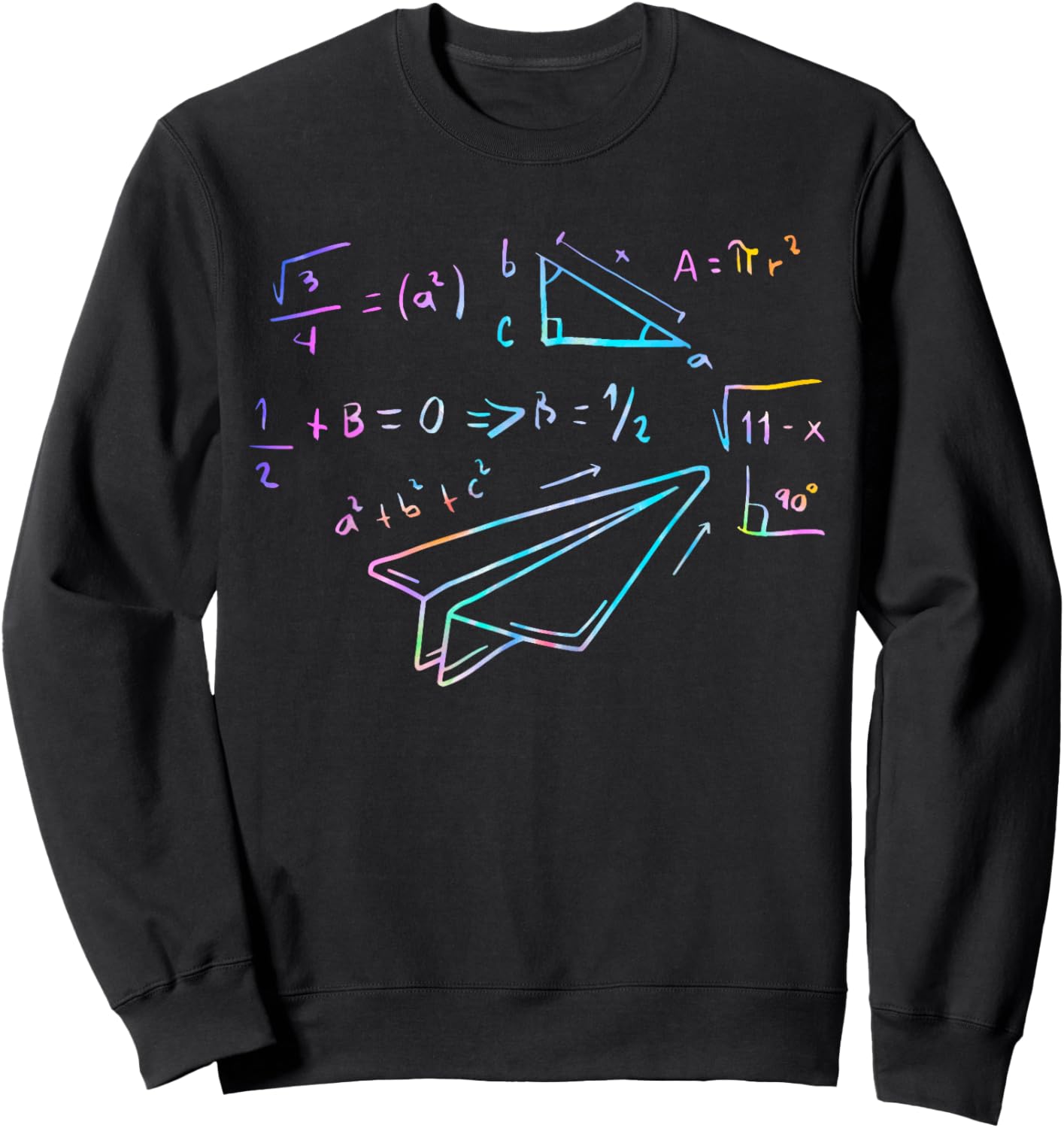 Paper Airplane Pilot Math Teacher Engineer Paper Plane Sweatshirt - Sweatshirt | Black