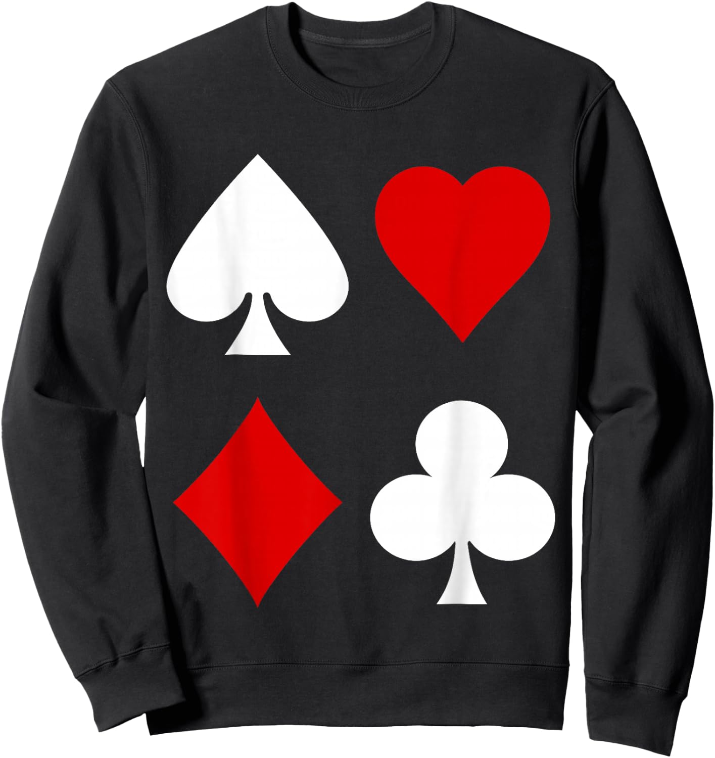 Playing Card Diamonds Spades Clubs Hearts Symbol Poker Rummy Sweatshirt - Sweatshirt | Black