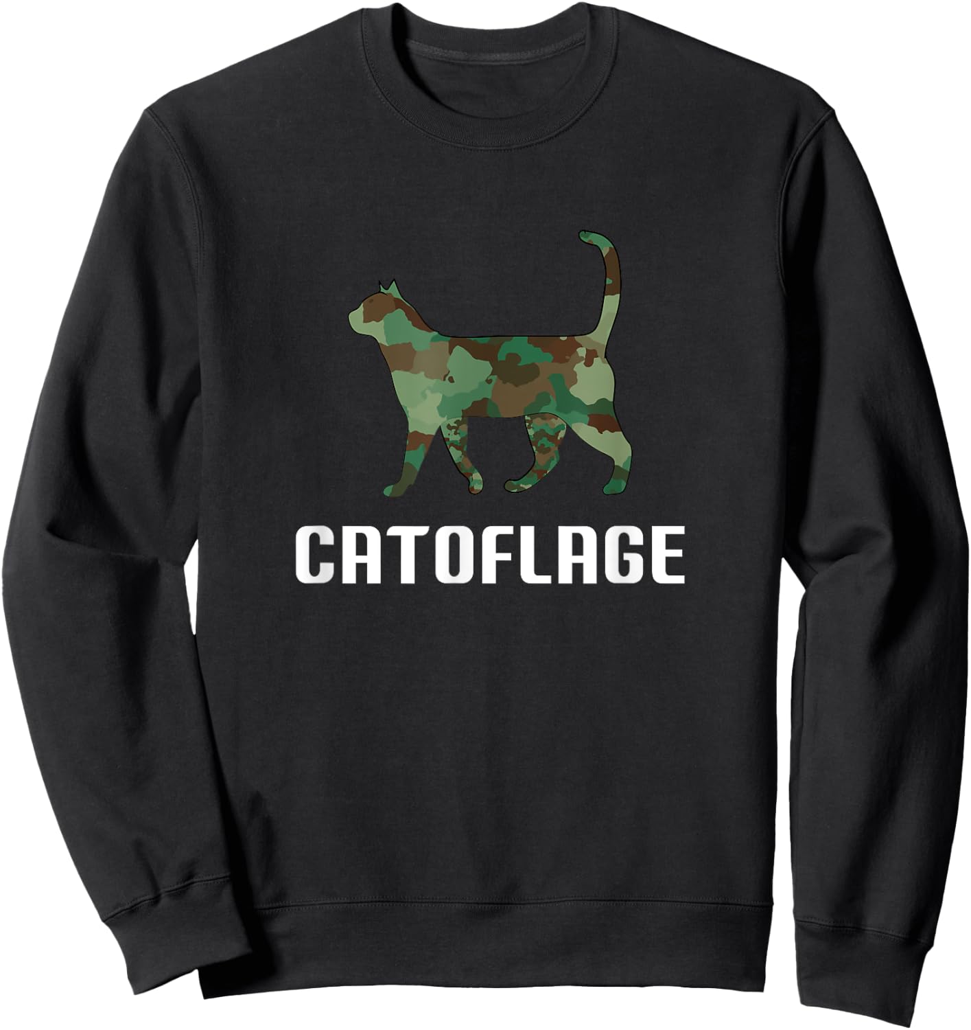 Funny Cat Lover Camouflage Print Catoflage Cat in Sweatshirt - Sweatshirt | Black