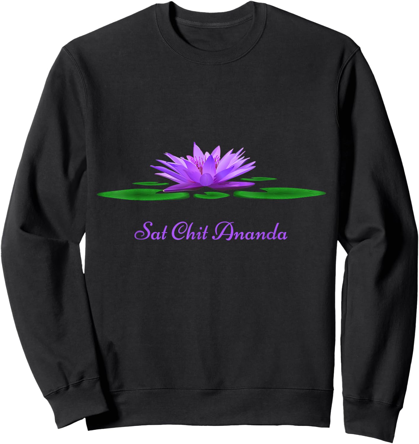 Sat Chit Ananda Mantra Purple Lotus Flower Sweatshirt - Sweatshirt | Black