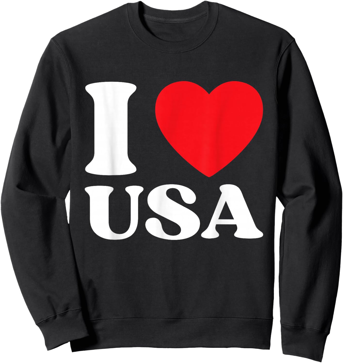 I Heart USA I Love USA Red Heart USA Lovers Patriotic Sweatshirt - Sweatshirt | Black