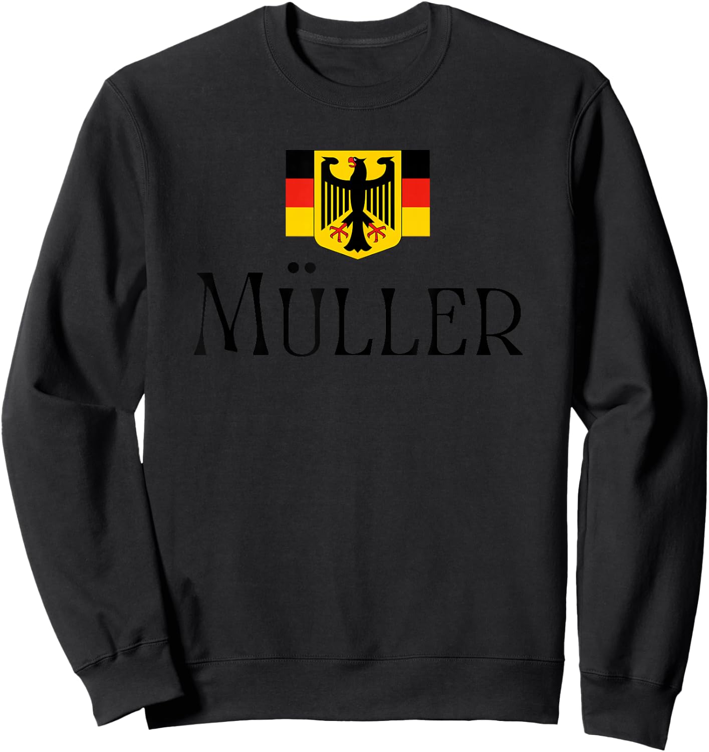 Müller Surname German Family Name Heraldic Eagle Flag Sweatshirt - Sweatshirt | Black