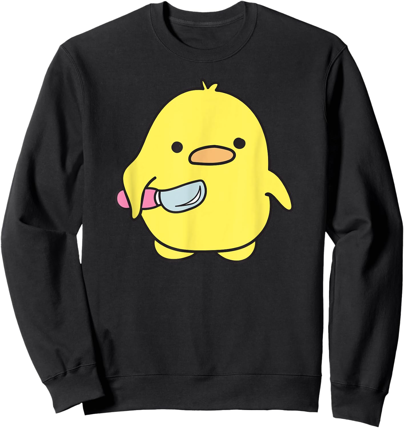 Funny Cute Baby Chicken With Knife Meme Sweatshirt - Sweatshirt | Black