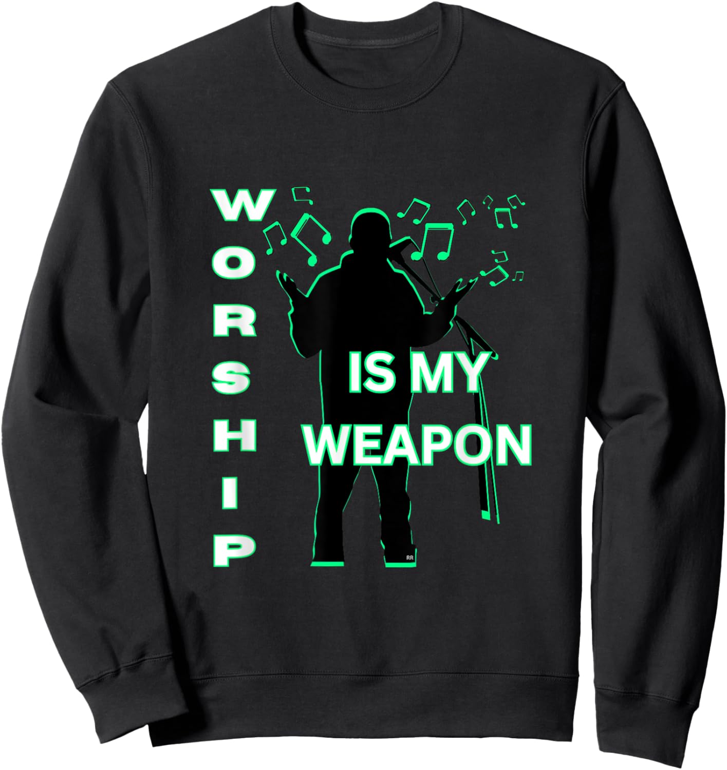 Guy Singing WORSHIP IS MY WEAPON Worship Leader Gift Sweatshirt - Sweatshirt | Black