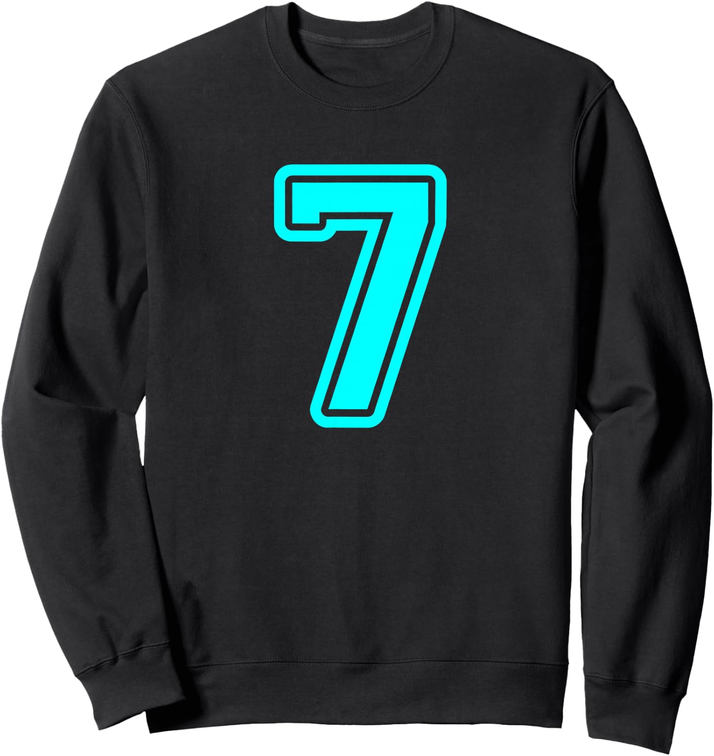 Number #7 Sport Cyan Varsity Number 7 Sweatshirt - Sweatshirt | Black