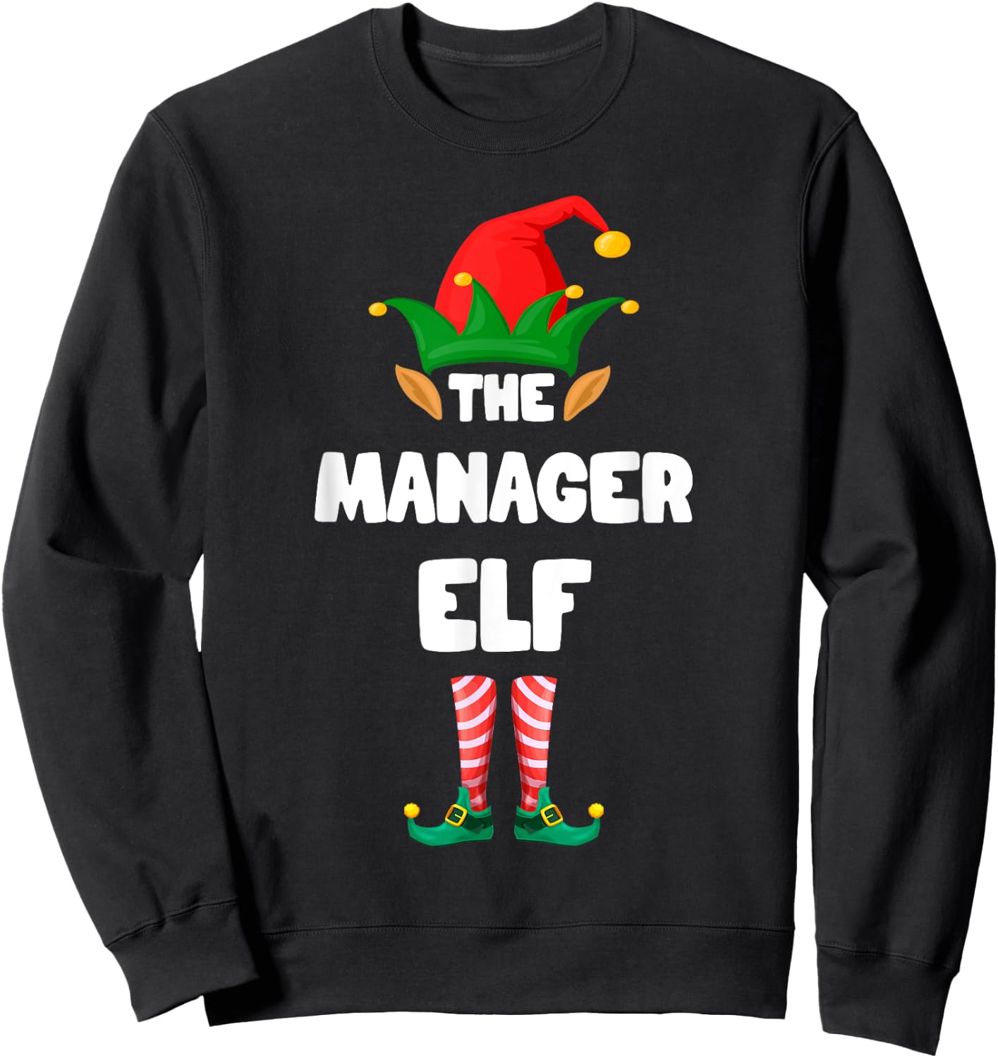 The Manager Elf Squad Family Matching Christmas Xmas Sweatshirt - Sweatshirt | Black
