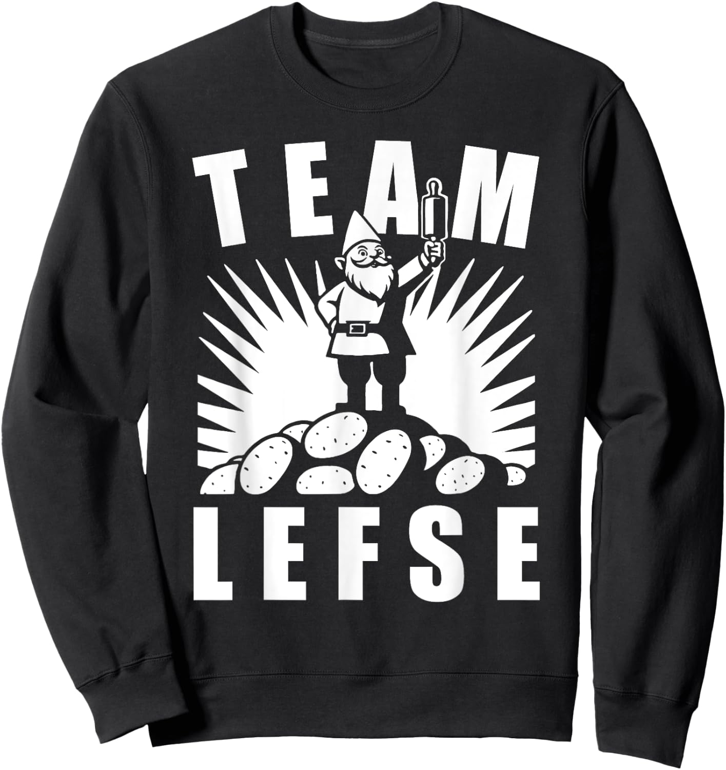 Team Lefse Scandinavian Gnome Christmas Lefse Making Sweatshirt - Sweatshirt | Black