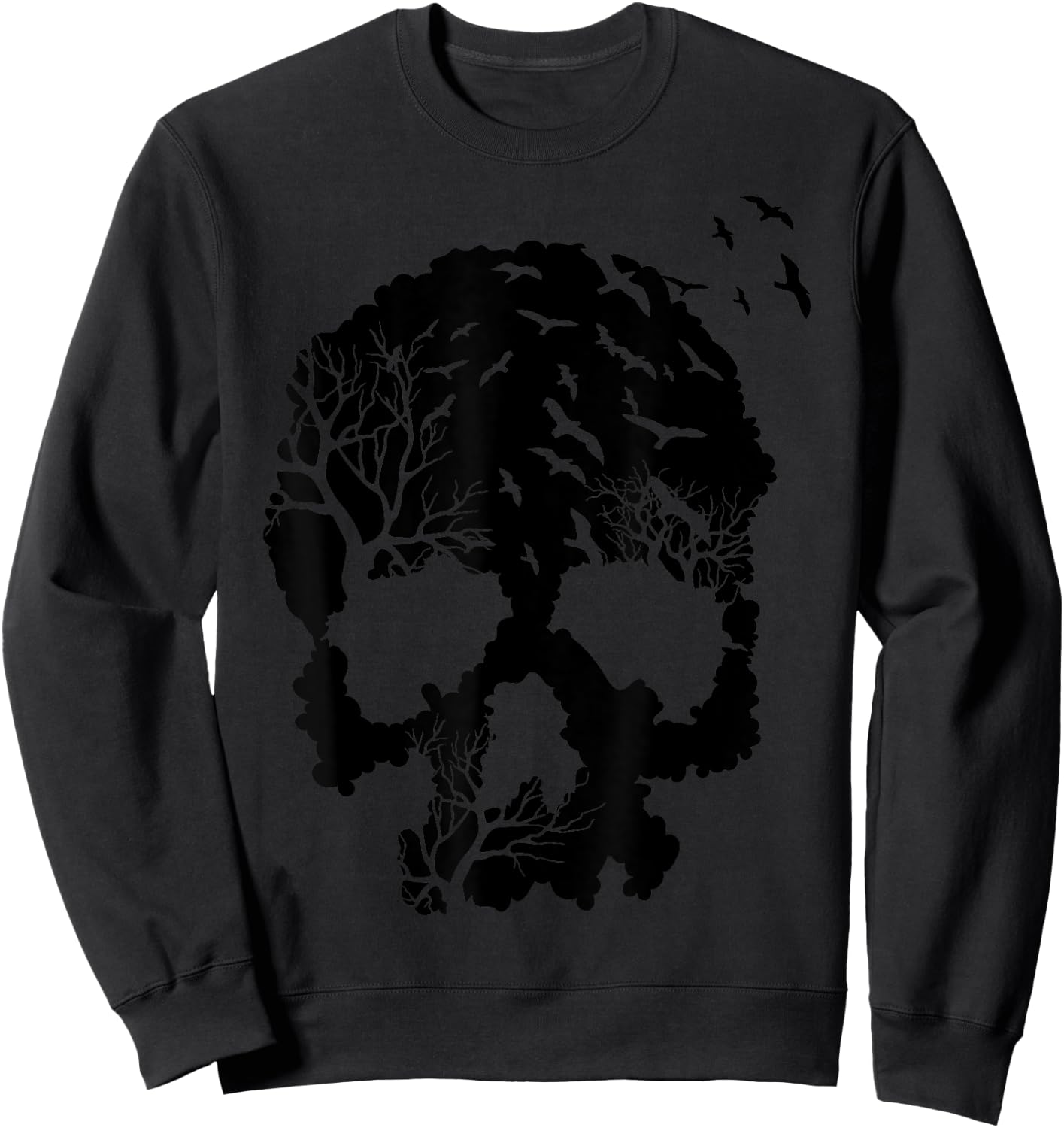 Skeleton with Trees and Birds Sweatshirt - Sweatshirt | Black