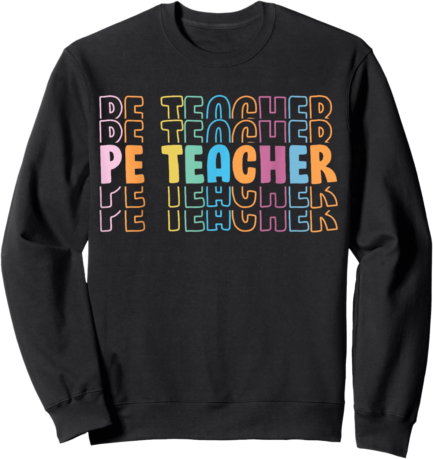 PE Teacher Vintage retro groovy Physical Education Teacher Sweatshirt - Sweatshirt | Black