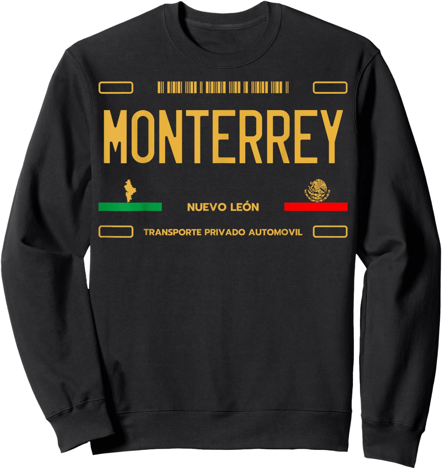 Monterrey License Plate, Monterrey Mexico, Monterrey Sweatshirt - Sweatshirt | Black