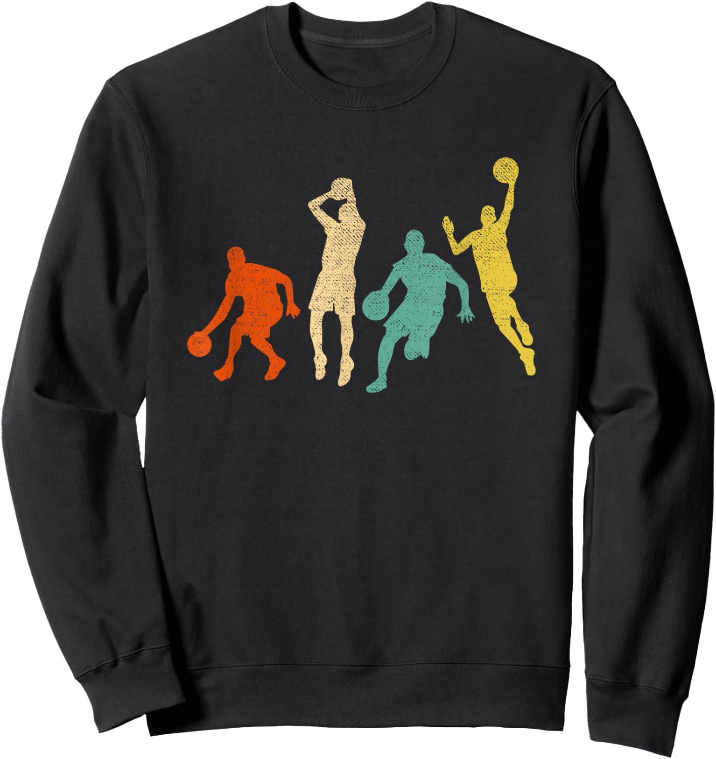 Vintage Basketball Ball Graphic Design Basketball Fan Player Sweatshirt - Sweatshirt | Black