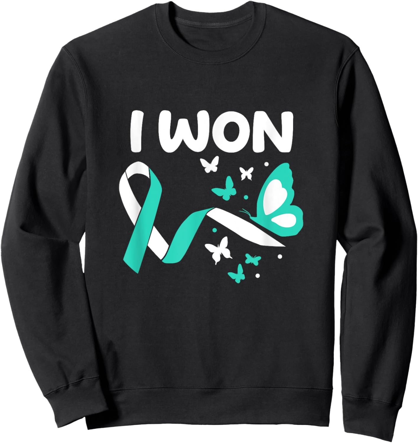 I Won! Cervical Cancer survivor. Butterflies version Sweatshirt - Sweatshirt | Black