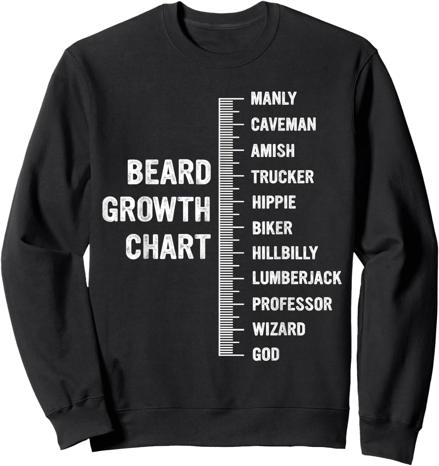 Beard Growth Chart Manly Funny Beard Measurement Sweatshirt - Sweatshirt | Black