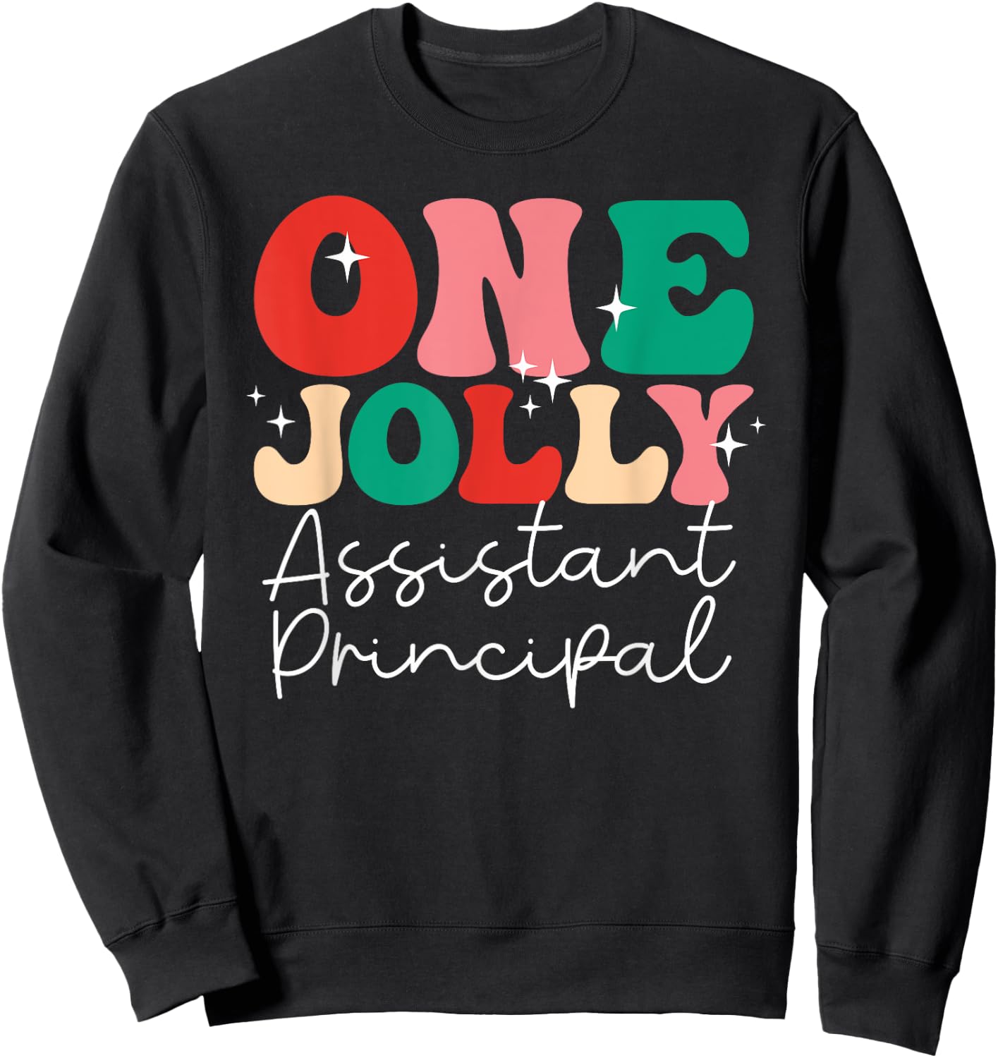 One Groovy School Family Group Holly Merry Shirts -Adults Women Kids Retro Christmas Black Small Short Sleeve Sweatshirt - Sweatshirt | Black