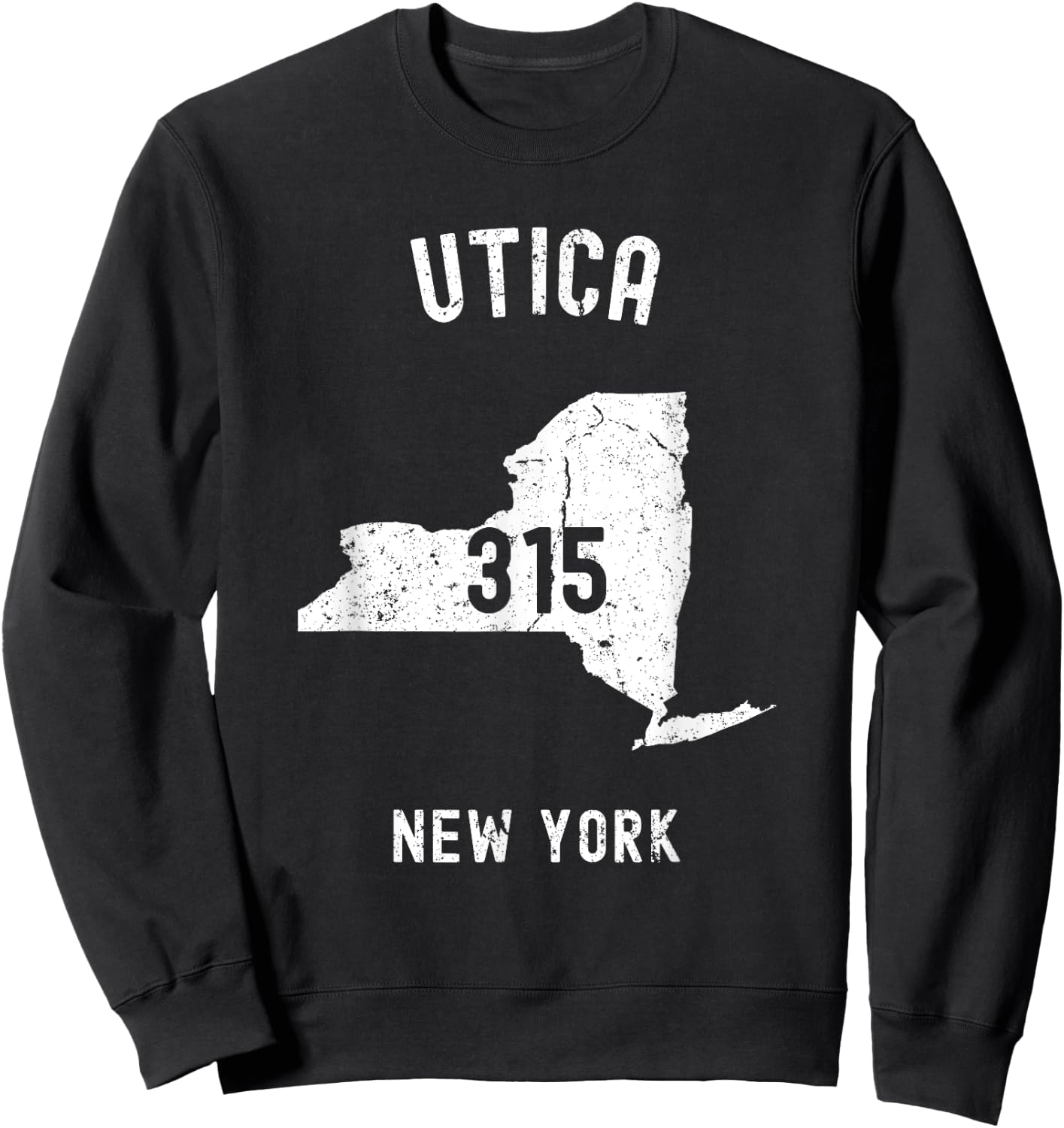 Utica New York NY 315 Vintage Athletic Style Sweatshirt - Sweatshirt | Black