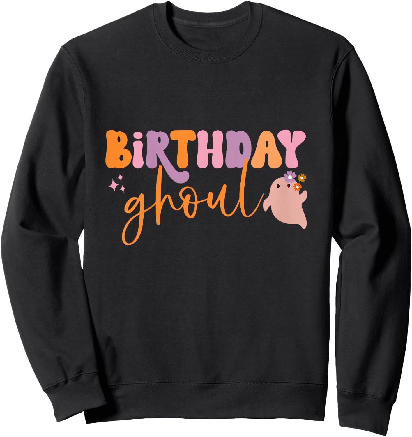Kids Birthday Ghoul Girl Child Cute Ghost Halloween Family Party Sweatshirt - Sweatshirt | Black