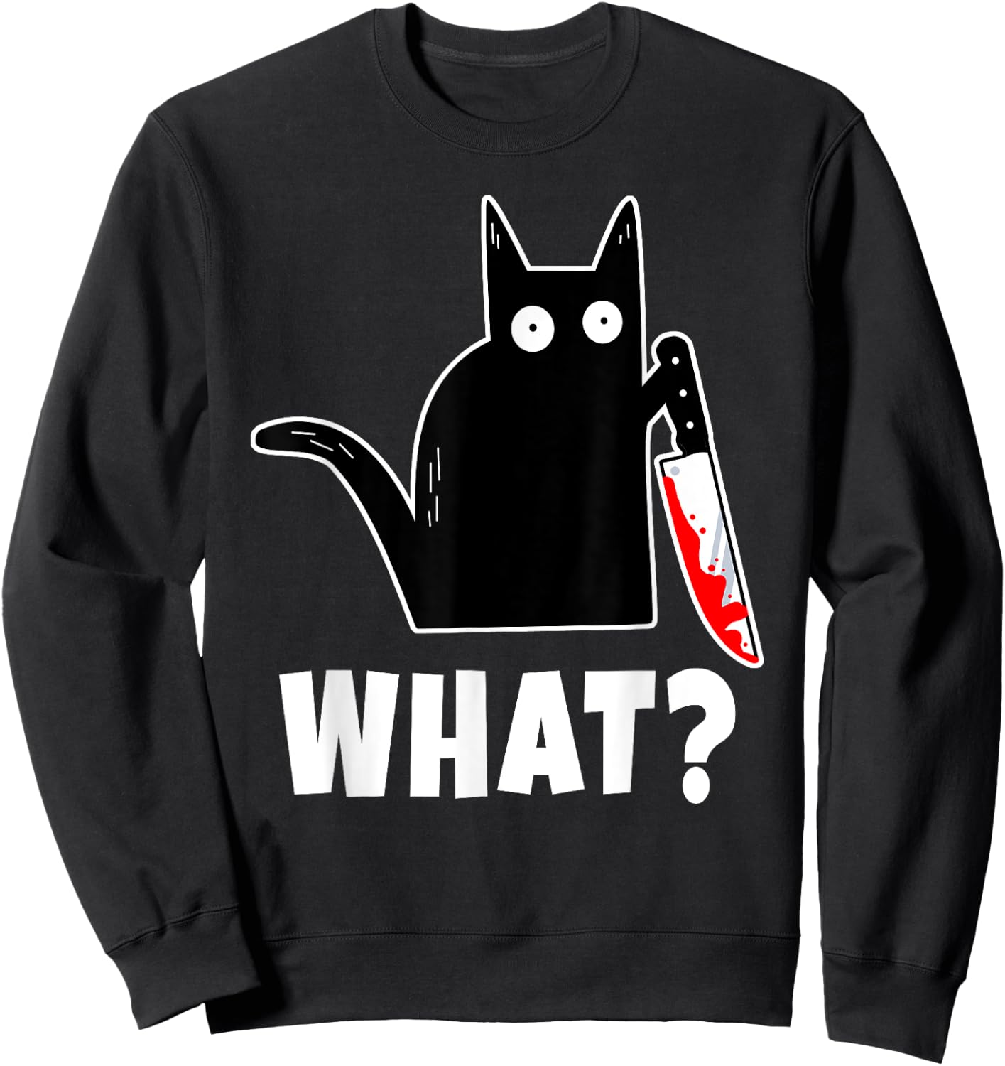 Halloween Costume: Murderous Cat Bloody Knife & Sweatshirt - Sweatshirt | Black