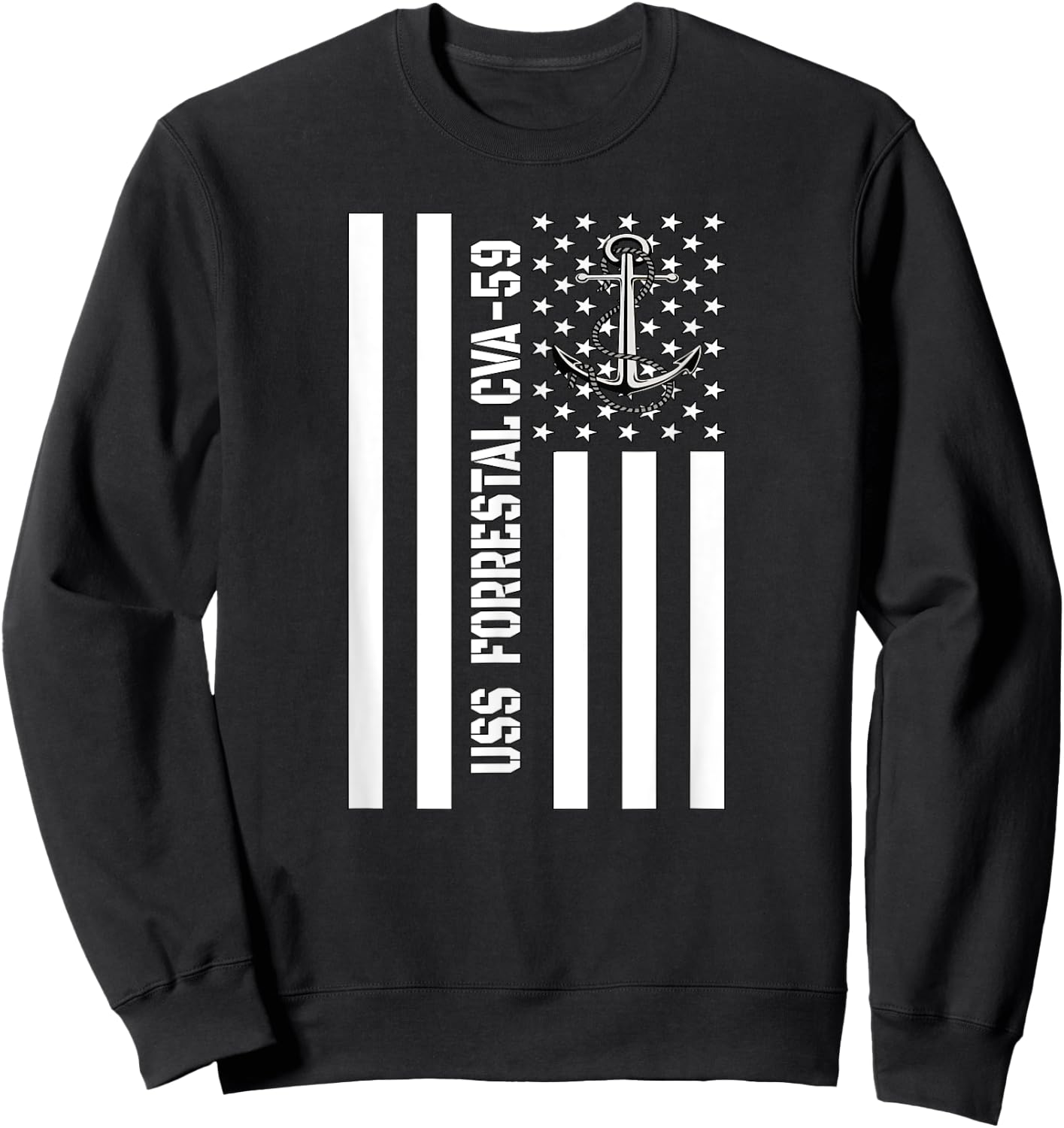 USS Forrestal CVA-59 Aircraft Carrier Veteran Father Grandpa Sweatshirt - Sweatshirt | Black