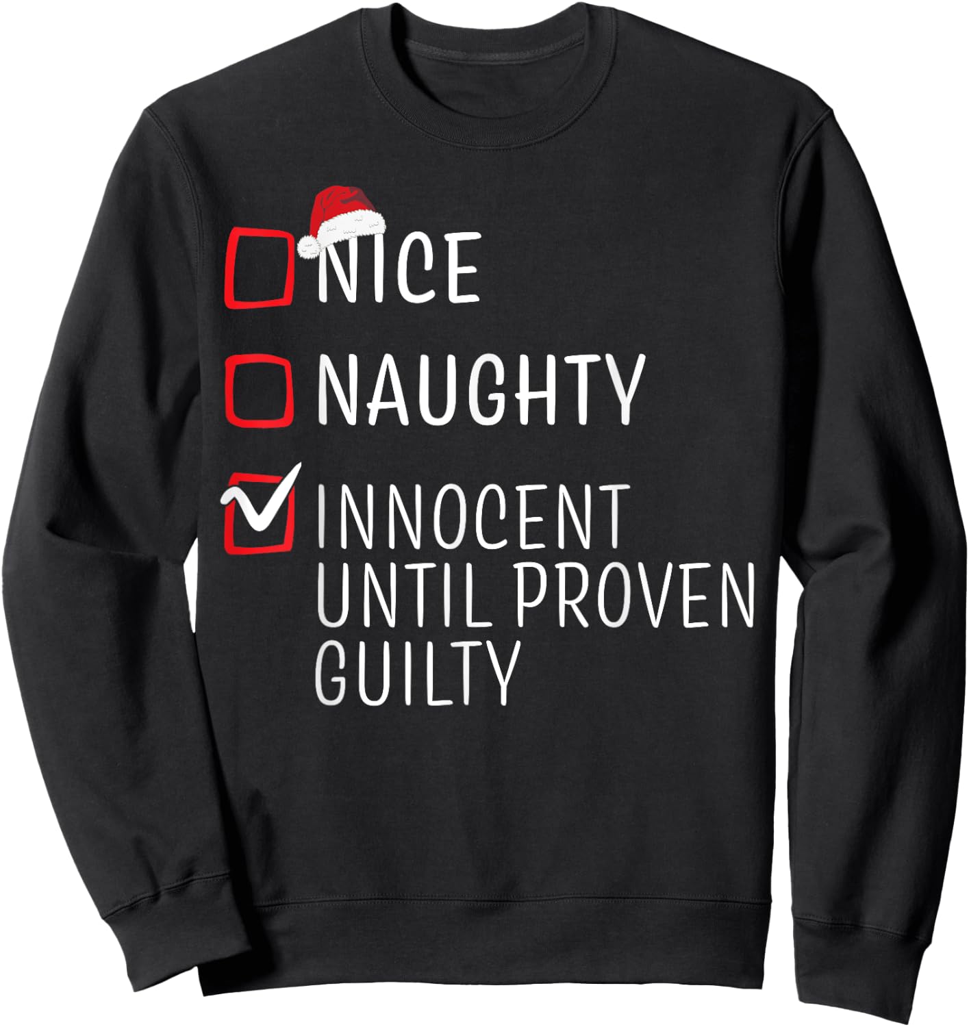 Funny Naughty Nice Christmas Family Pajama Men Women Kids Sweatshirt - Sweatshirt | Black