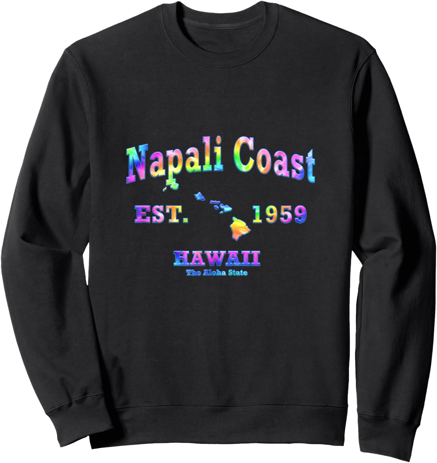 Napali Coast Hawaii HI Athletic Sports Design Sweatshirt - Sweatshirt | Black