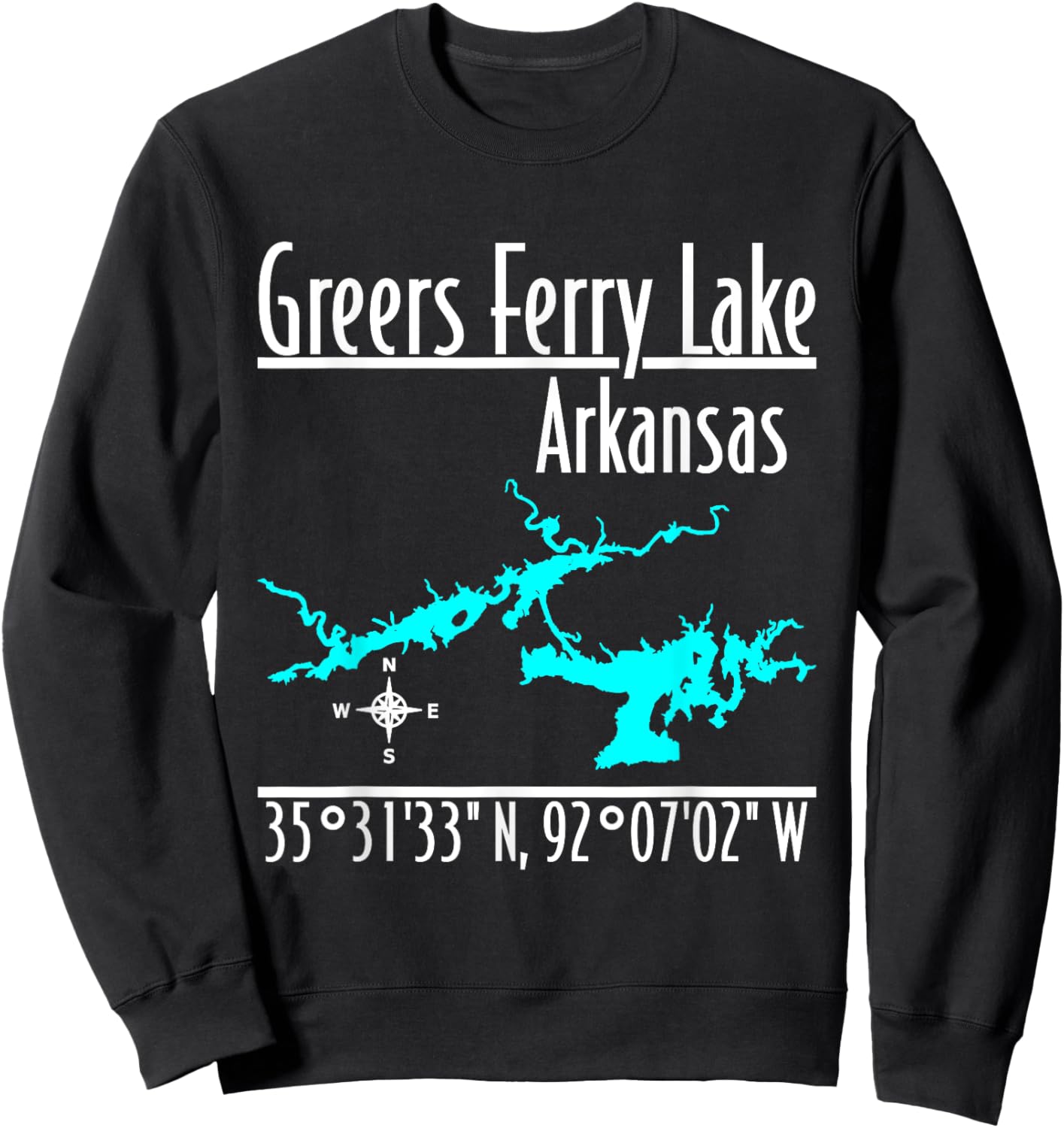 Modern Greers Ferry Lake, Arkansas Sweatshirt - Sweatshirt | Black