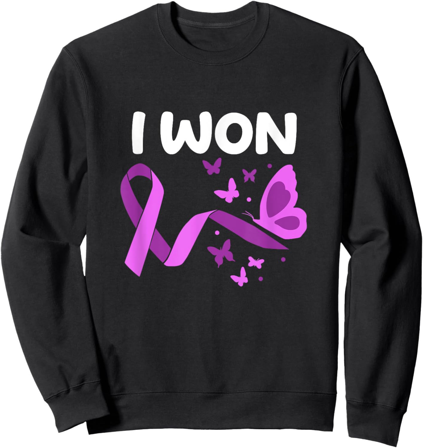 I Won! Pancreatic Cancer survivor. Butterflies version Sweatshirt - Sweatshirt | Black