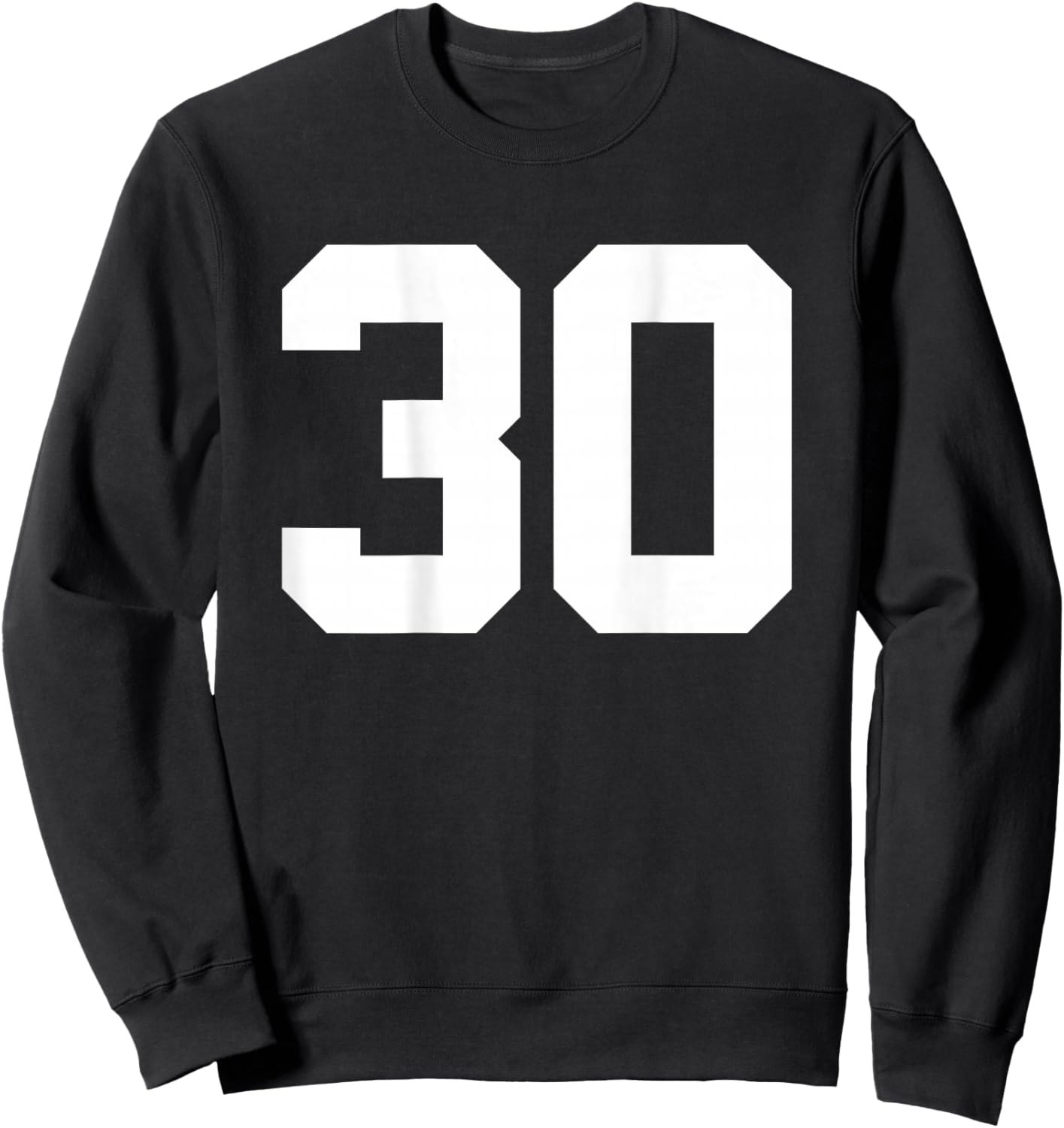 Number 30 (on Back) Sports Team Jersey Number Sweatshirt - Sweatshirt | Black
