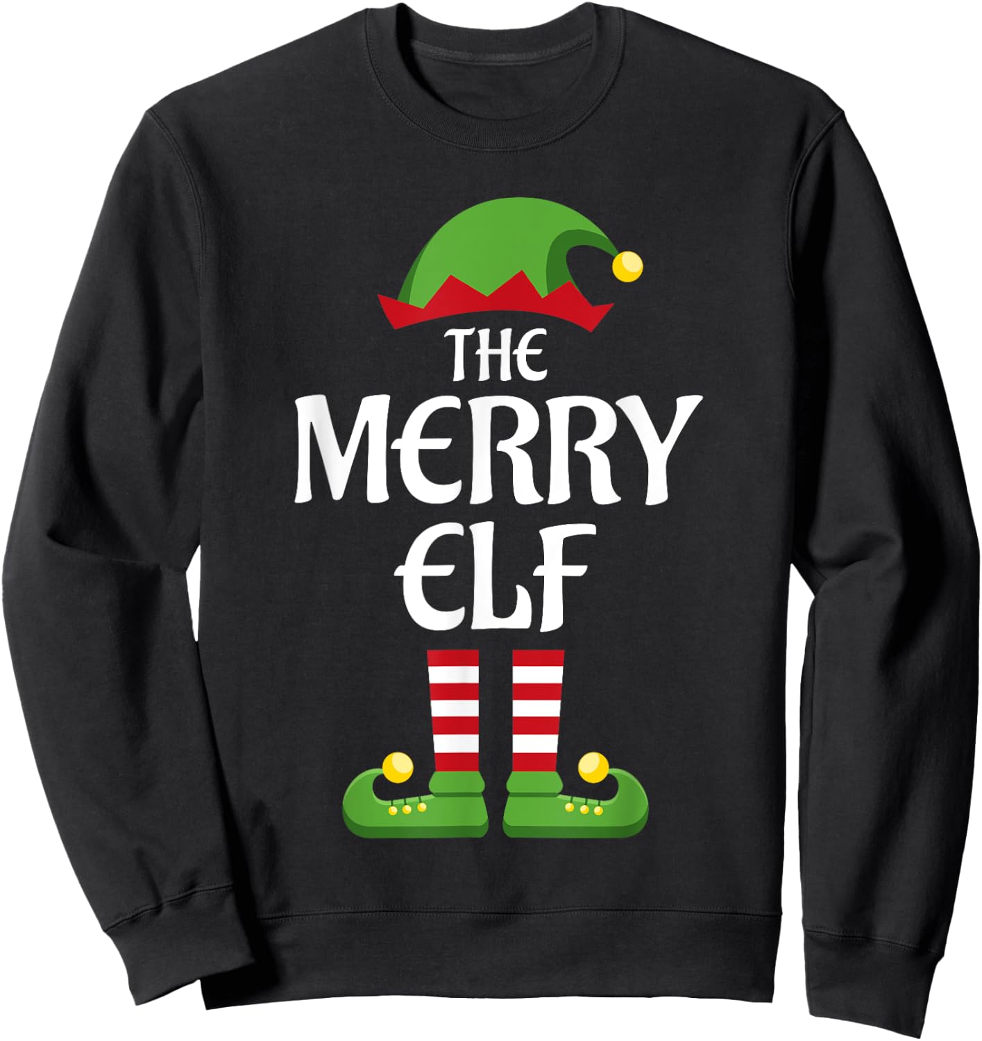 Merry Elf Family Matching Group Christmas Married Sweatshirt - Sweatshirt | Black