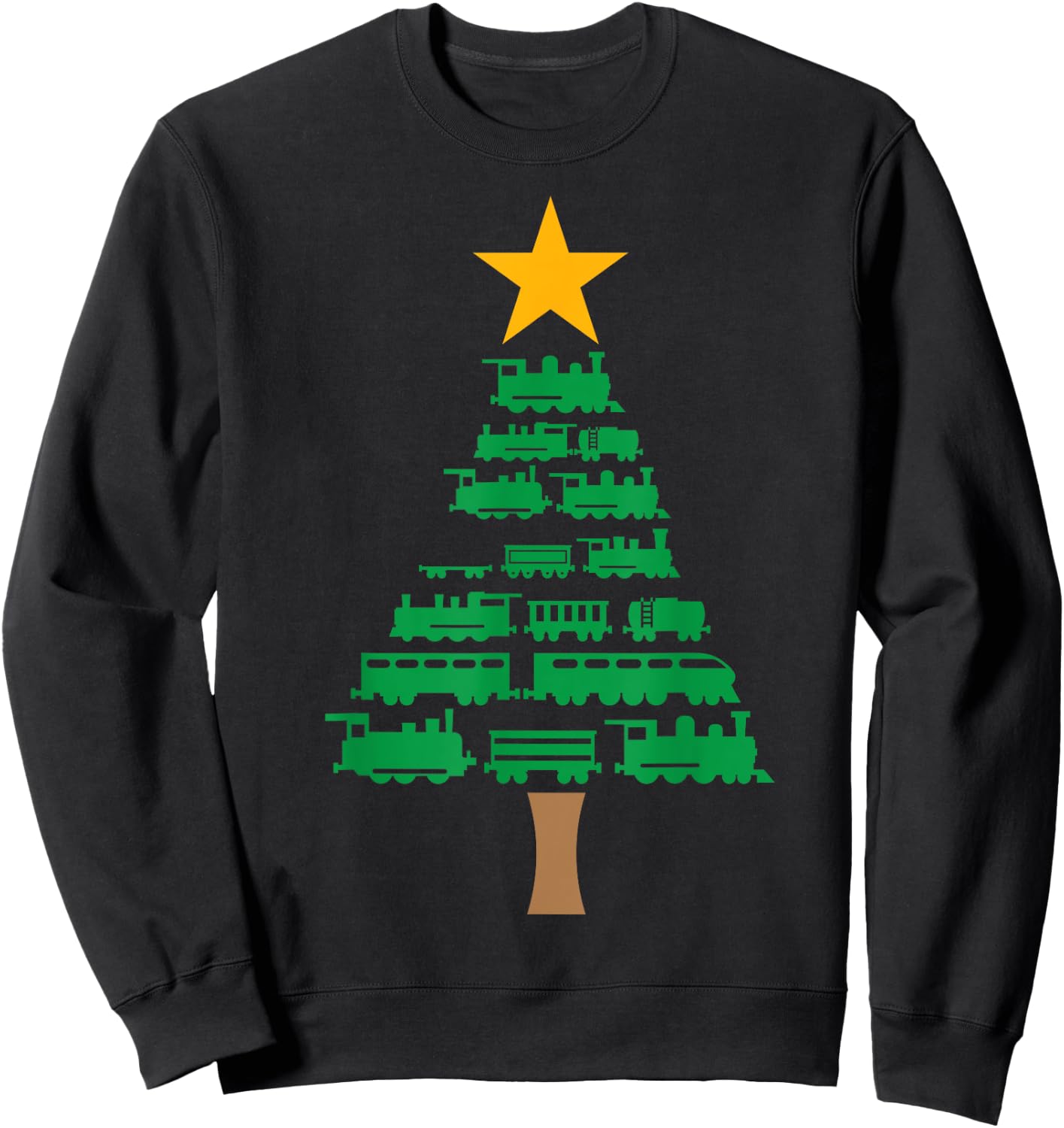 Xmas Boys Kids Christmas Tree Out Of Trains Christmas Sweatshirt - Sweatshirt | Black