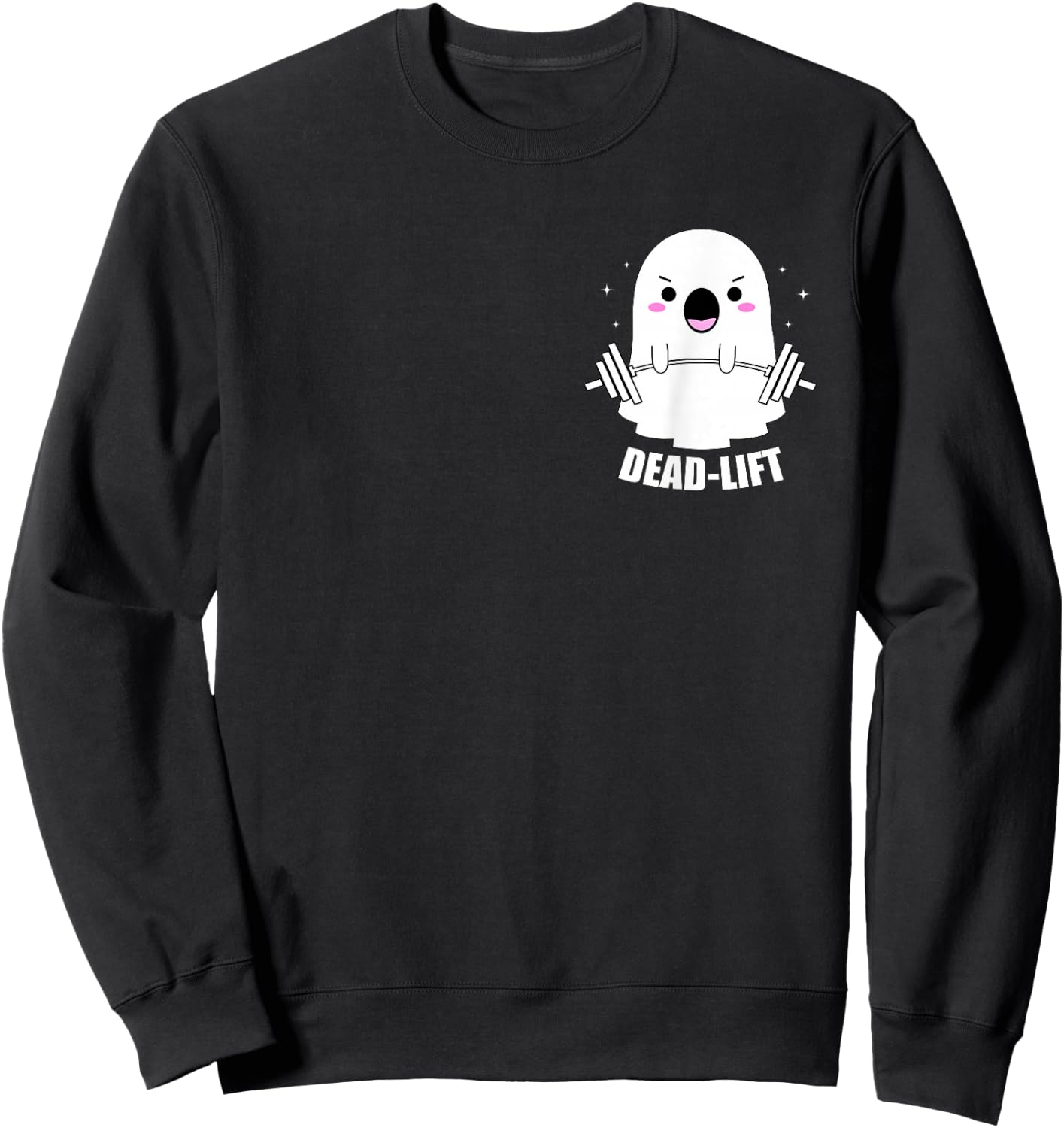 Dead Lift Ghost Halloween, Funny Ghost Gym Fitness Workout Sweatshirt - Sweatshirt | Black
