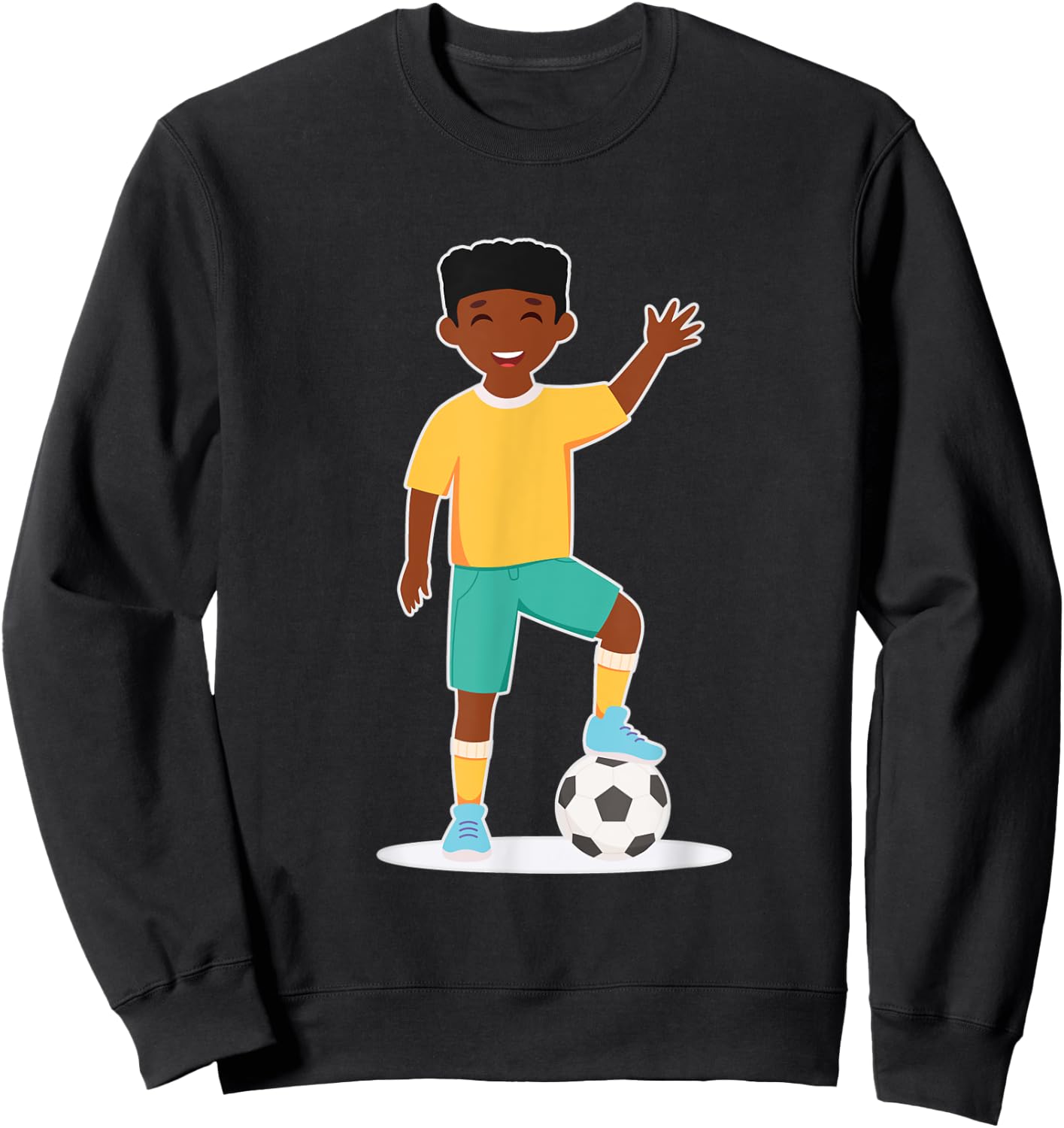 African American Boy / Kids Soccer Player Sweatshirt - Sweatshirt | Black