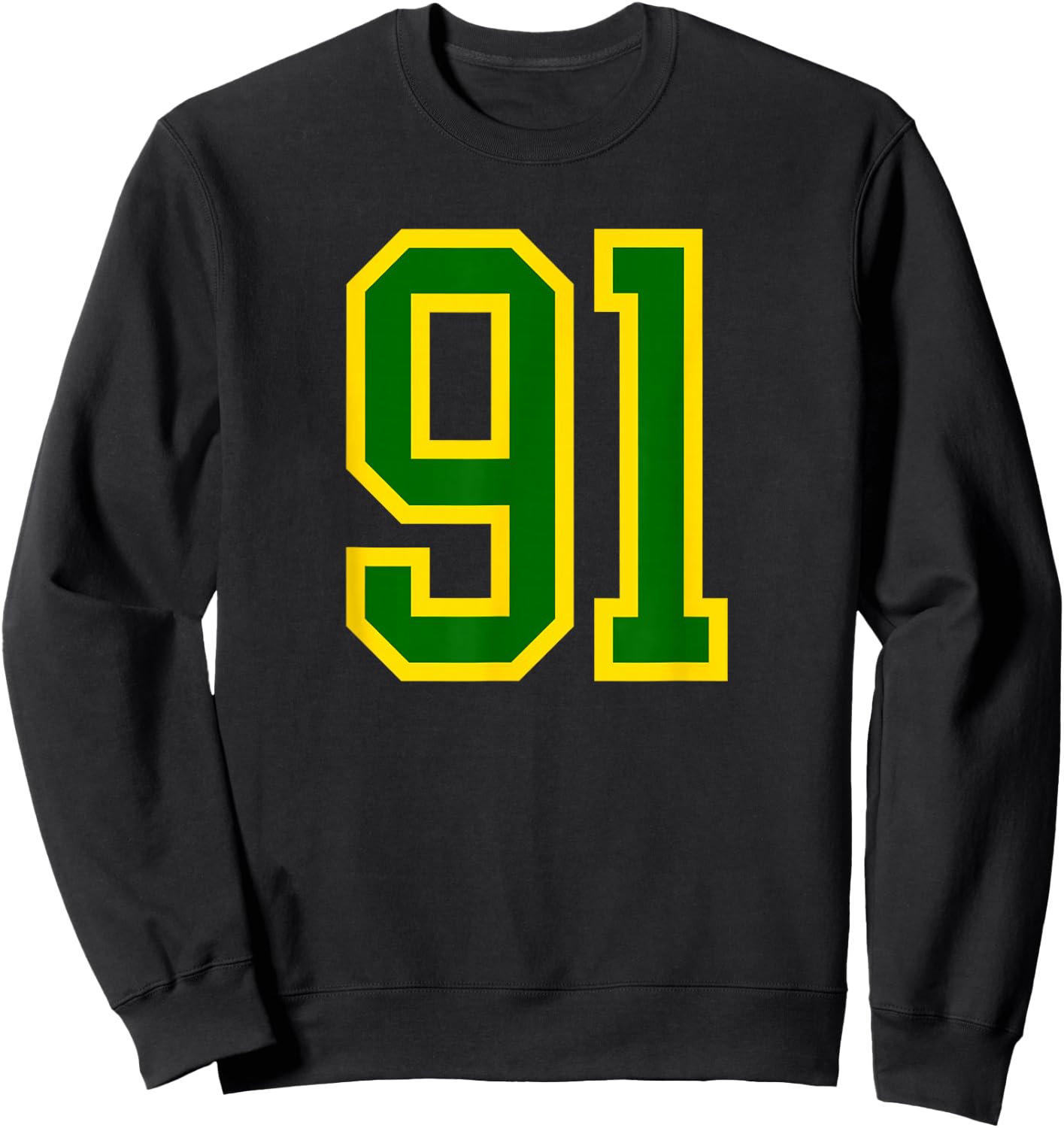 Green Yellow Sports Team Number #91 Sweatshirt - Sweatshirt | Black