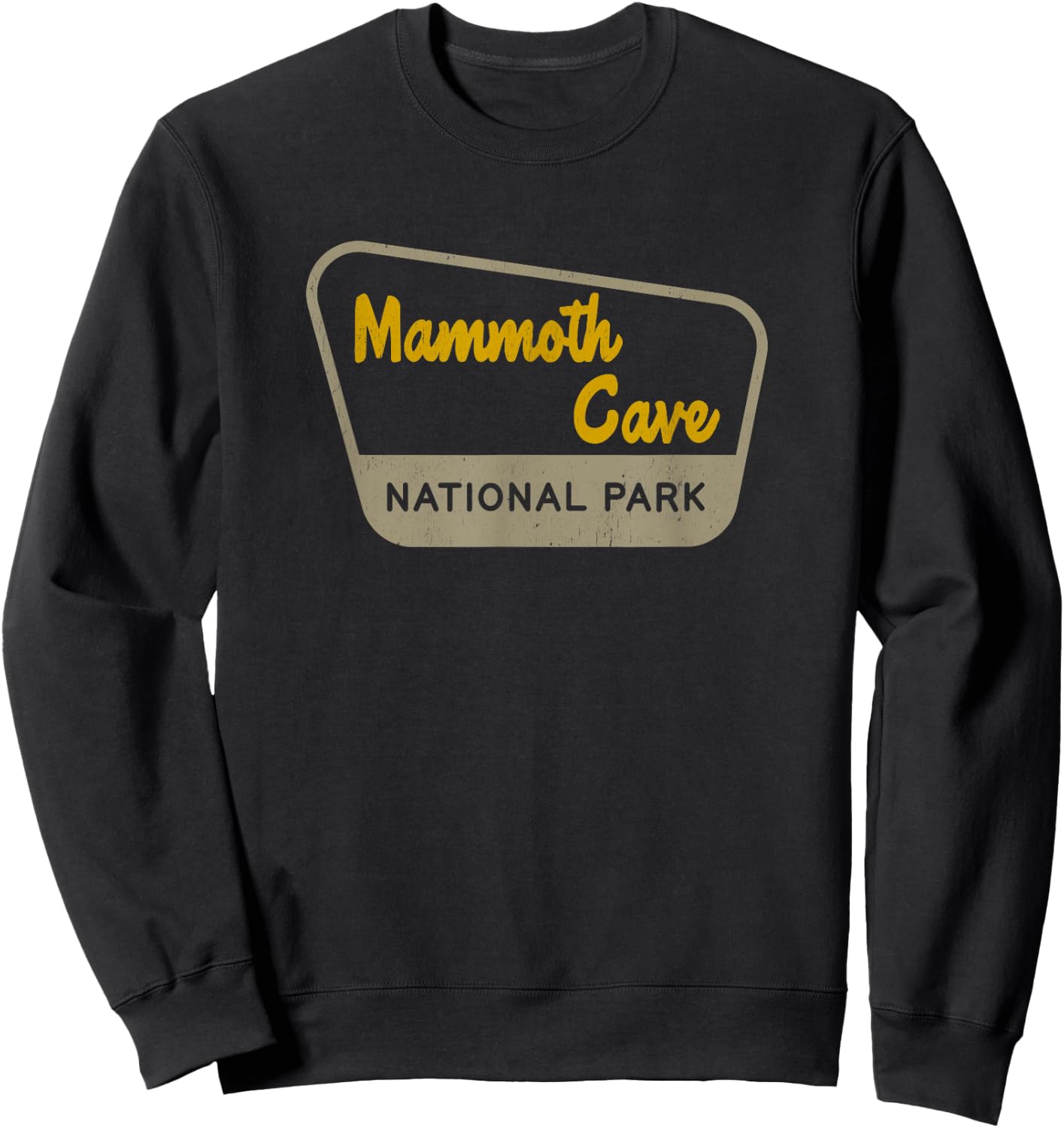Mammoth Cave National Park Retro Two-Tone Sign Sweatshirt - Sweatshirt | Black