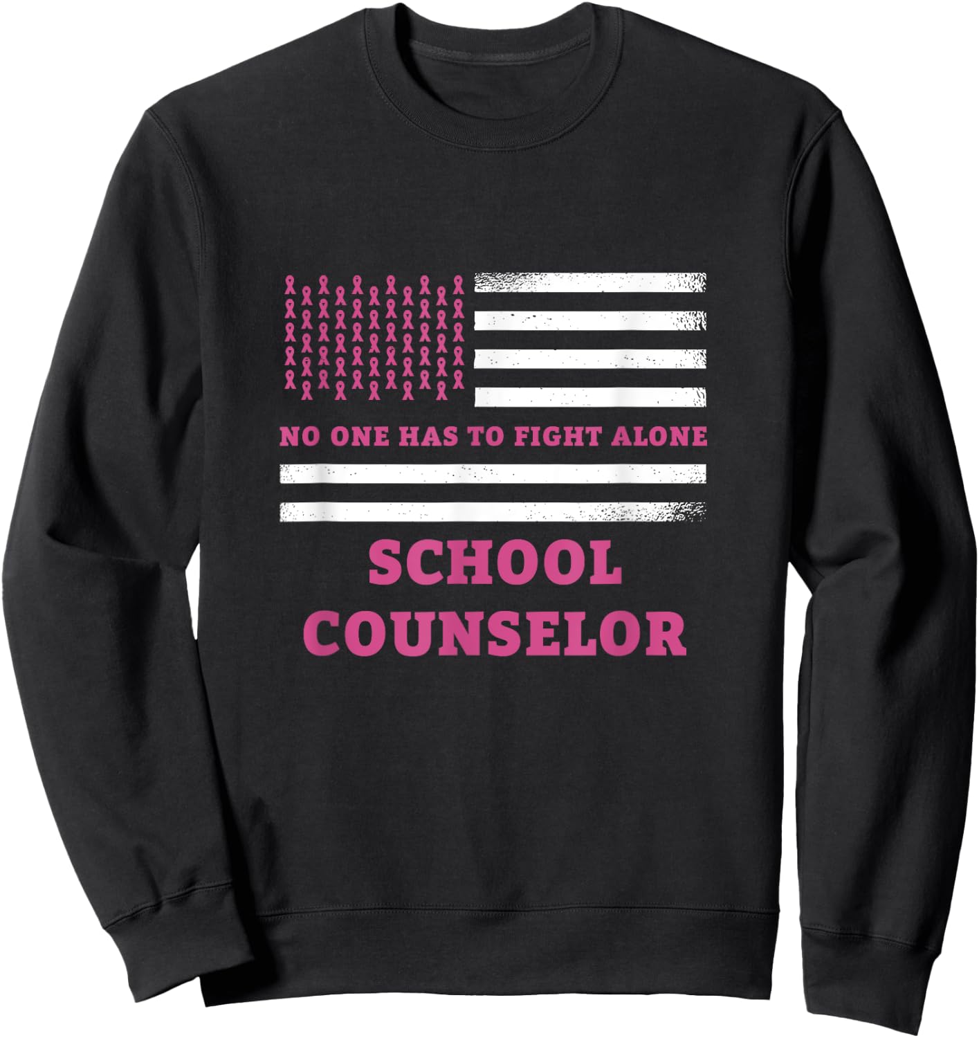 Breast Cancer Awareness School Counselor Pink Ribbon Sweatshirt - Sweatshirt | Black