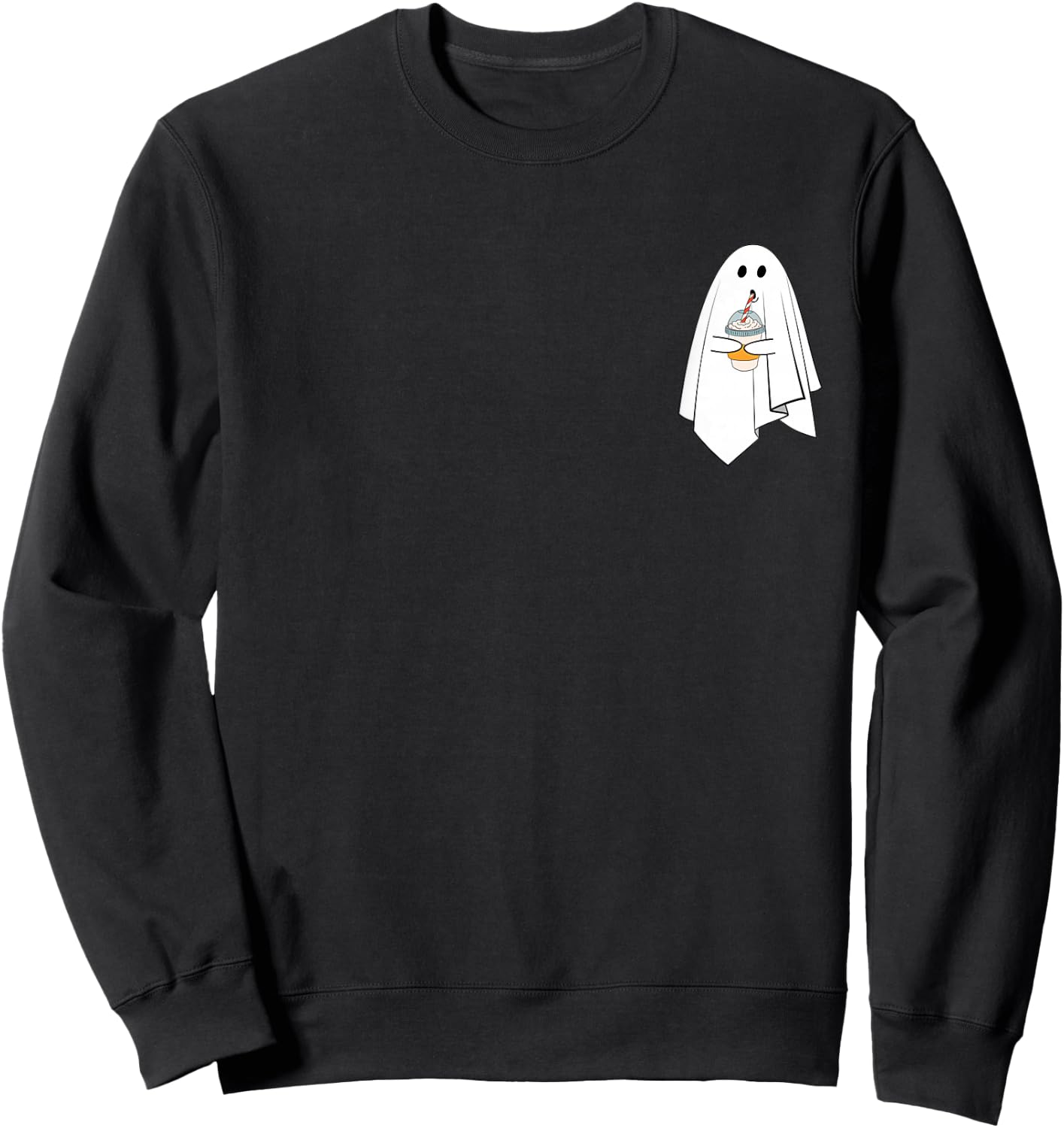 Ghost Drinking Coffee Funny Halloween Costume Coffee Lovers Sweatshirt - Sweatshirt | Black