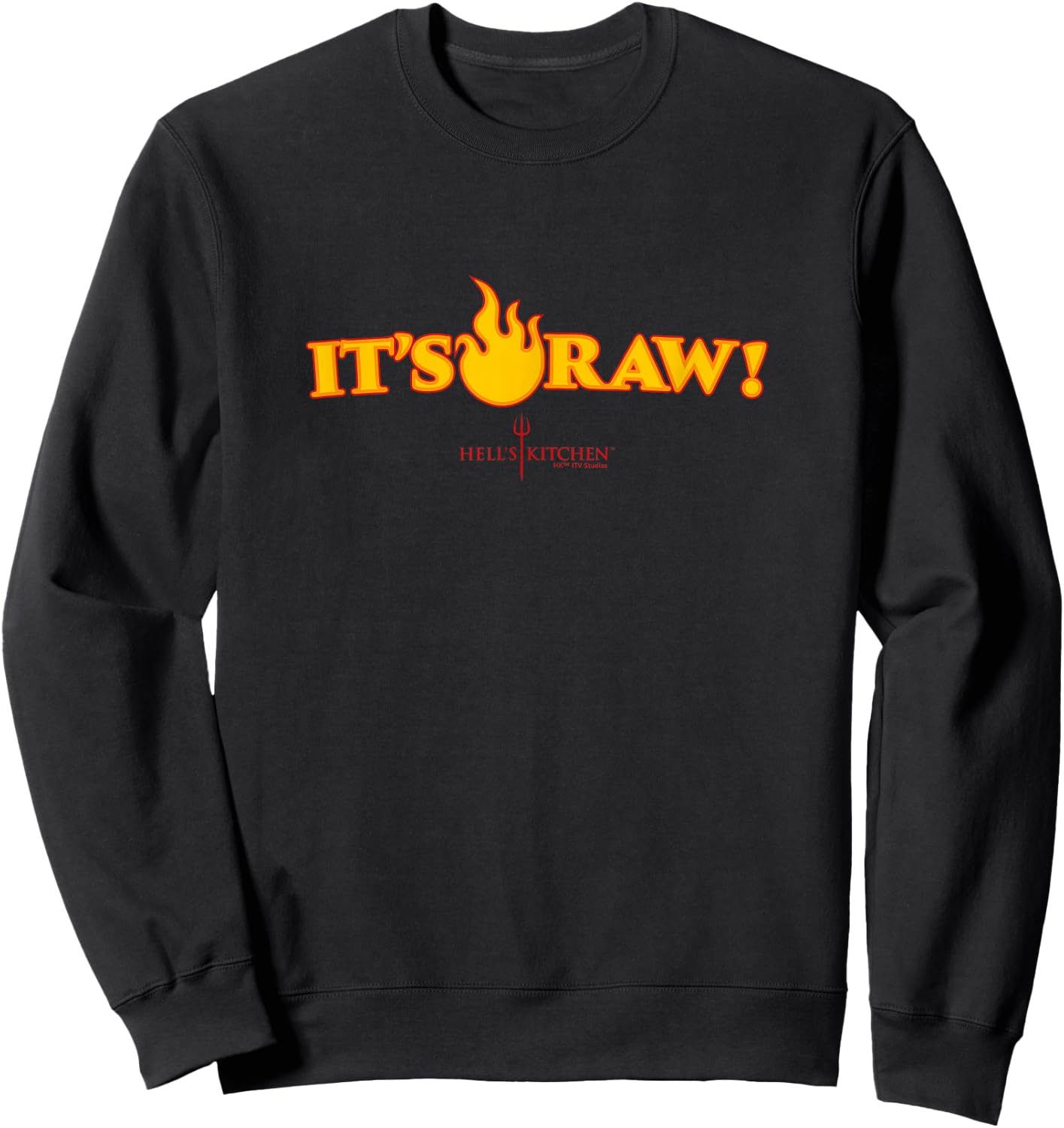 Hell's Kitchen Official 'It's Raw!' - Black, -Adults, Short Sleeve, Cotton 100%, Small Sweatshirt - Sweatshirt | Black
