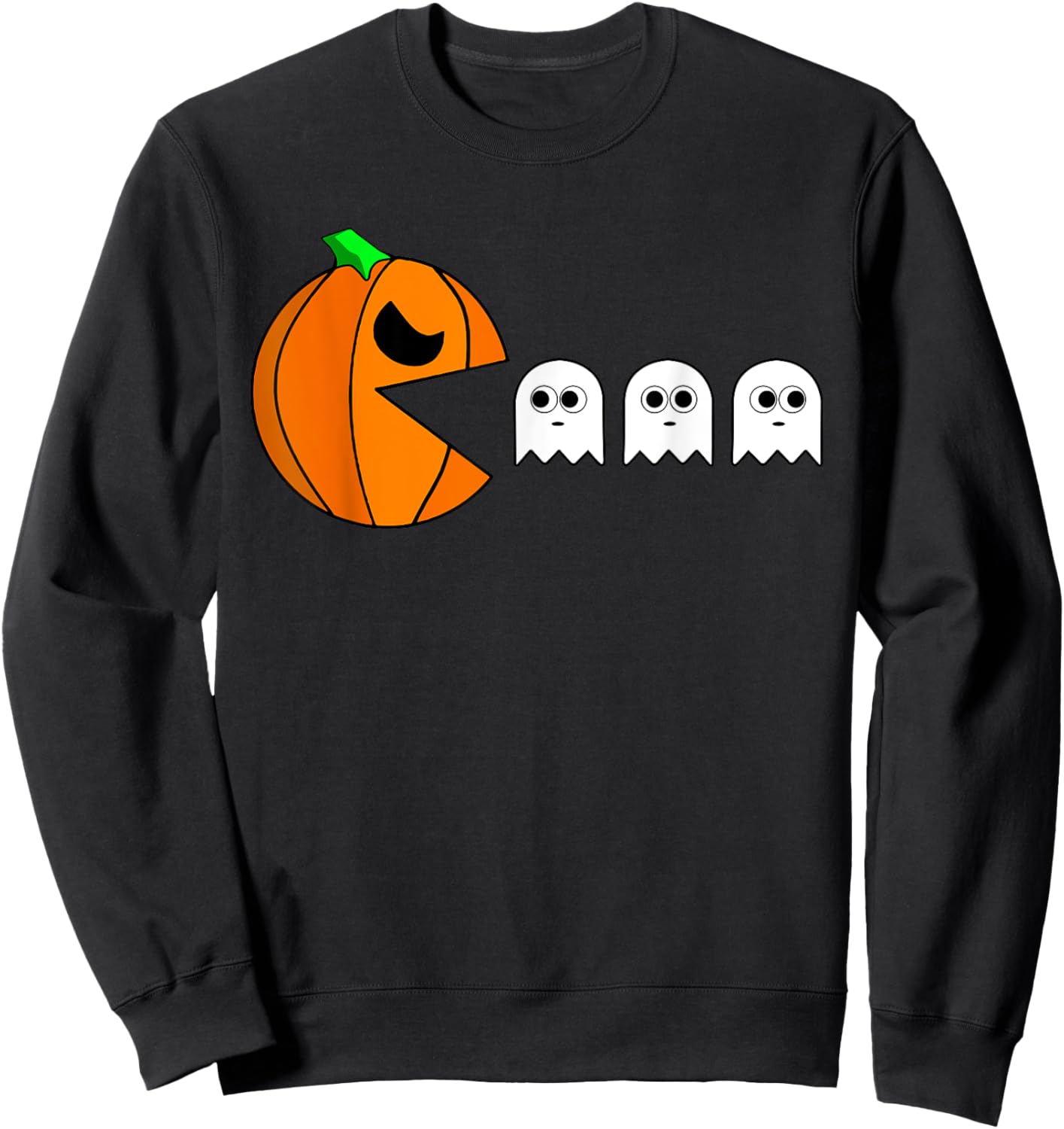 Funny Halloween Pumpkin Eating Ghost Gamer For Boy Girl Kids Sweatshirt - Sweatshirt | Black