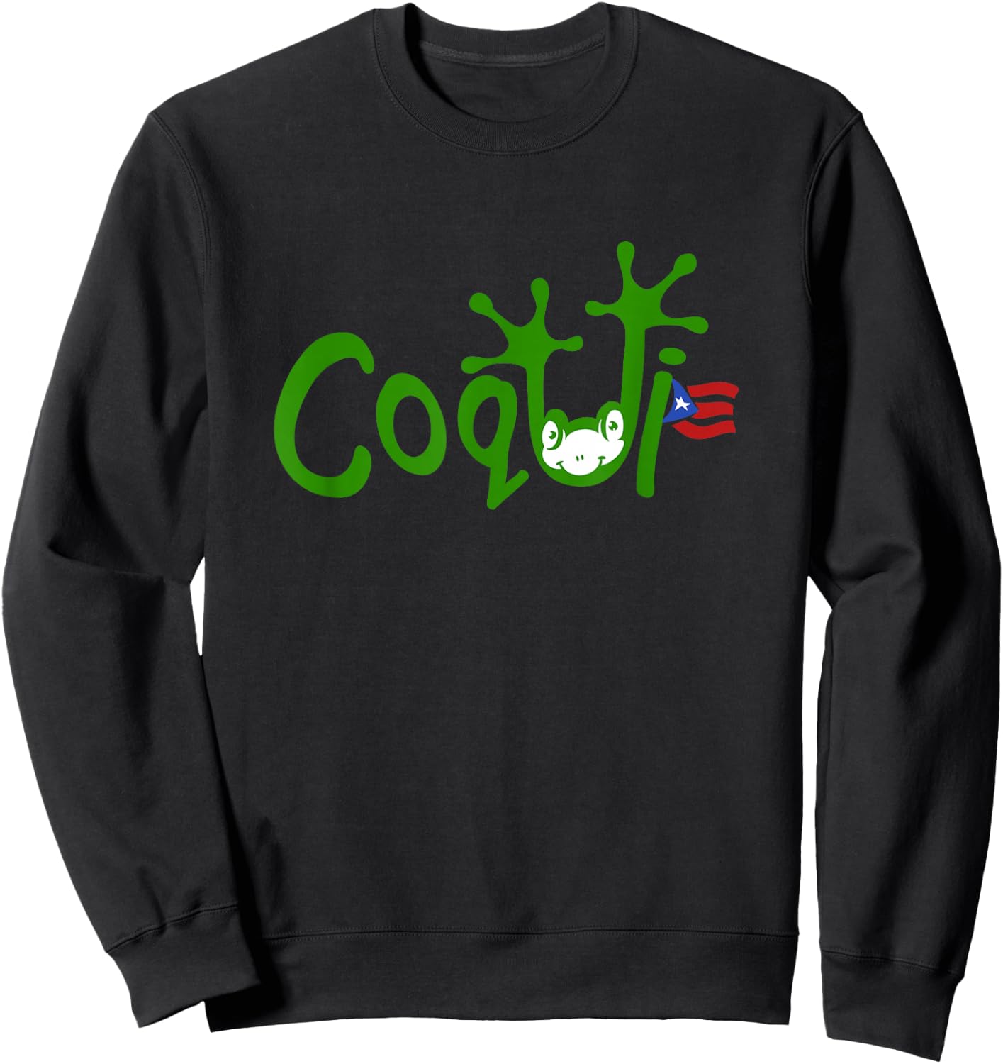 Coqui Frog Puerto Rican Flag Puerto Rico Vacation Souvenir Sweatshirt - Sweatshirt | Black