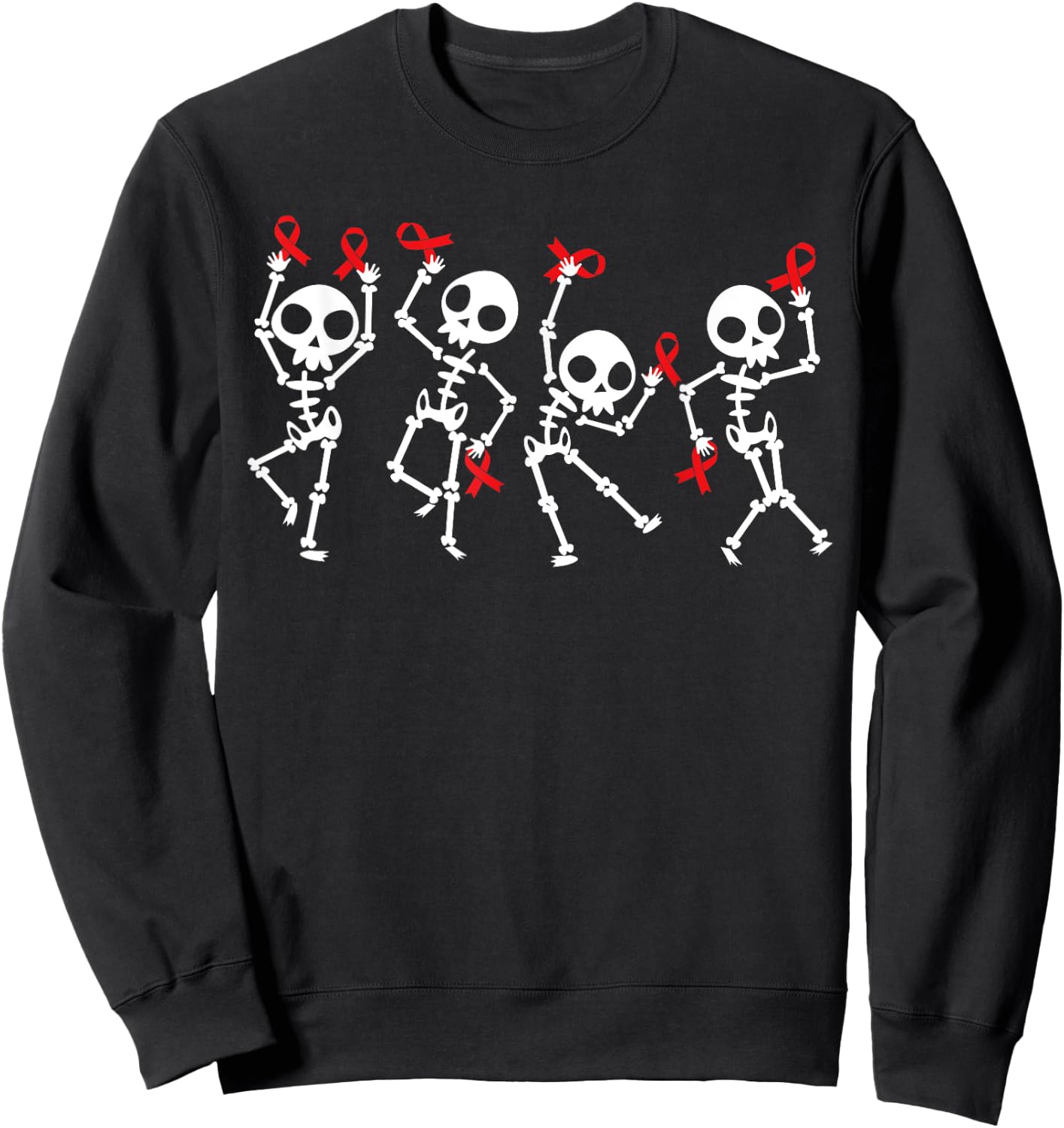 Red Ribbon week Awareness Skeleton Halloween Women Men Kids Sweatshirt - Sweatshirt | Black