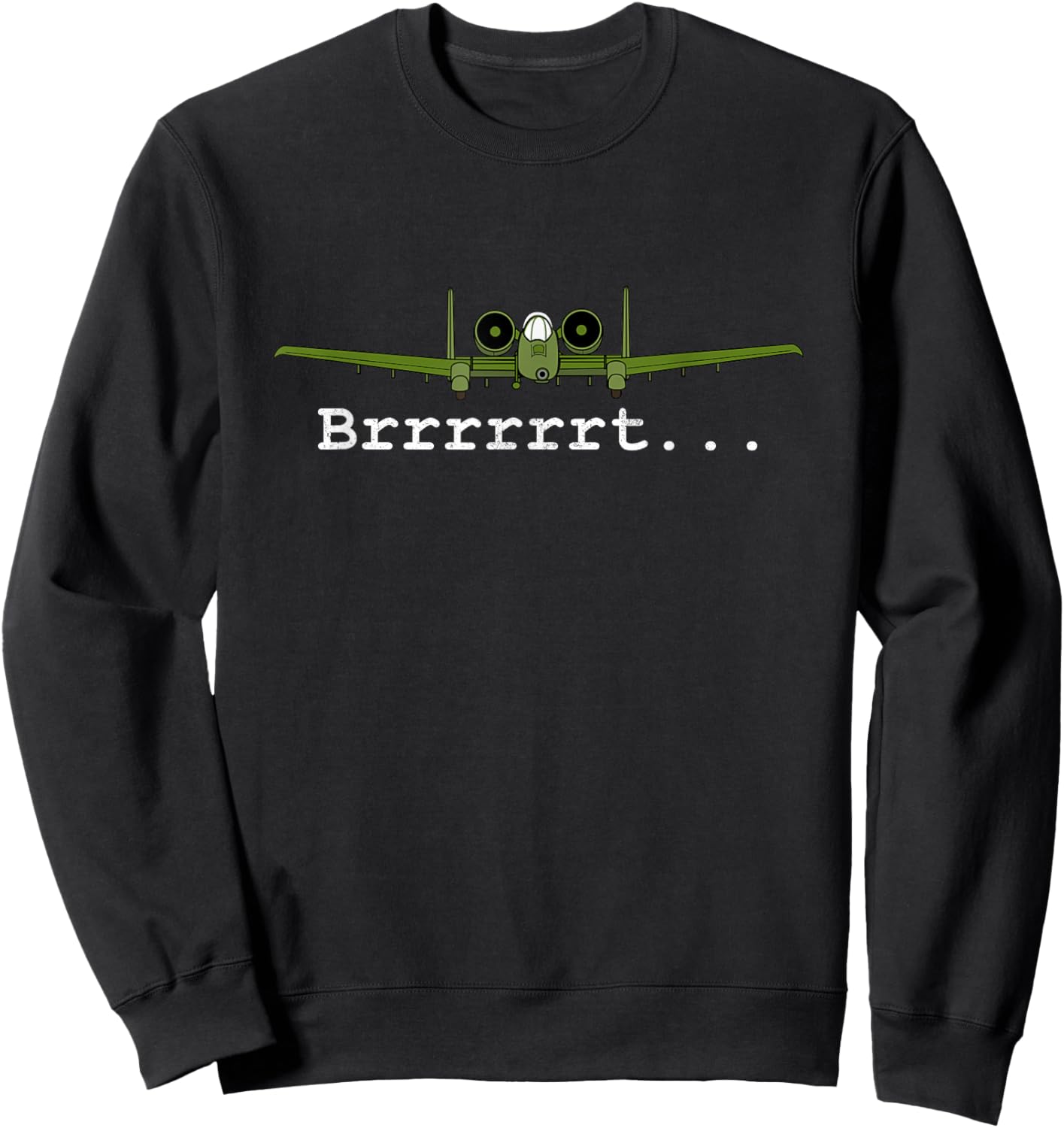 Dinosaurus Rekx A-10 Thunderbolt II Warthog Retro Graphic - Black, -Adults, Small Sweatshirt - Sweatshirt | Black