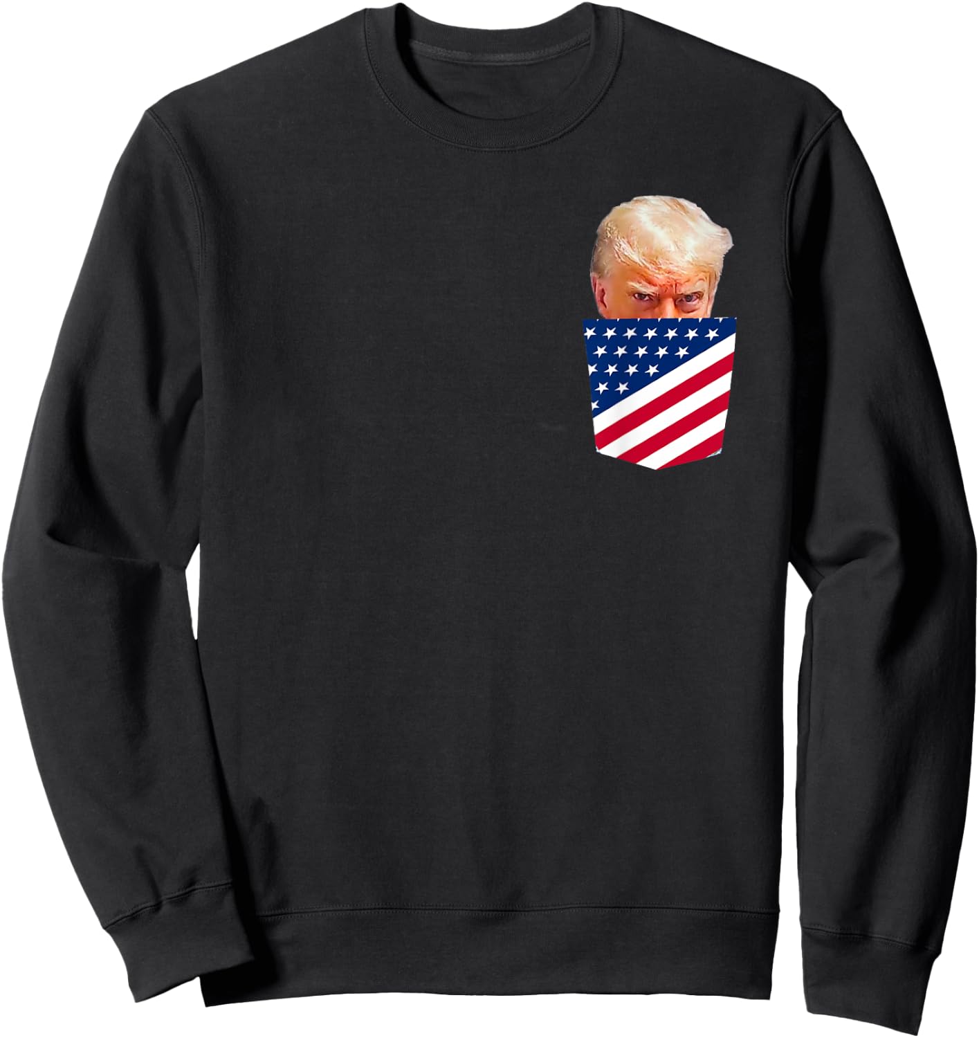 Trump in American Flag Pocket Sweatshirt - Sweatshirt | Black