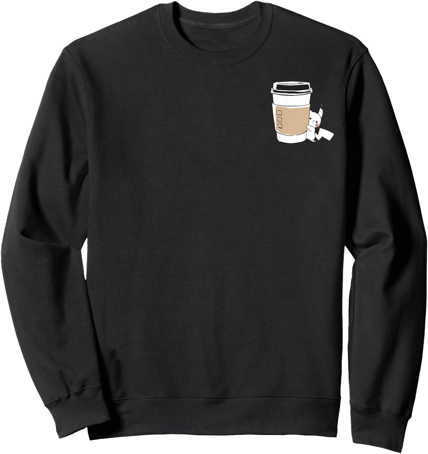 Pokémon Pikachu Sketch Mini Coffee Cup Cute Pocket Icon Sweatshirt - Sweatshirt | Black