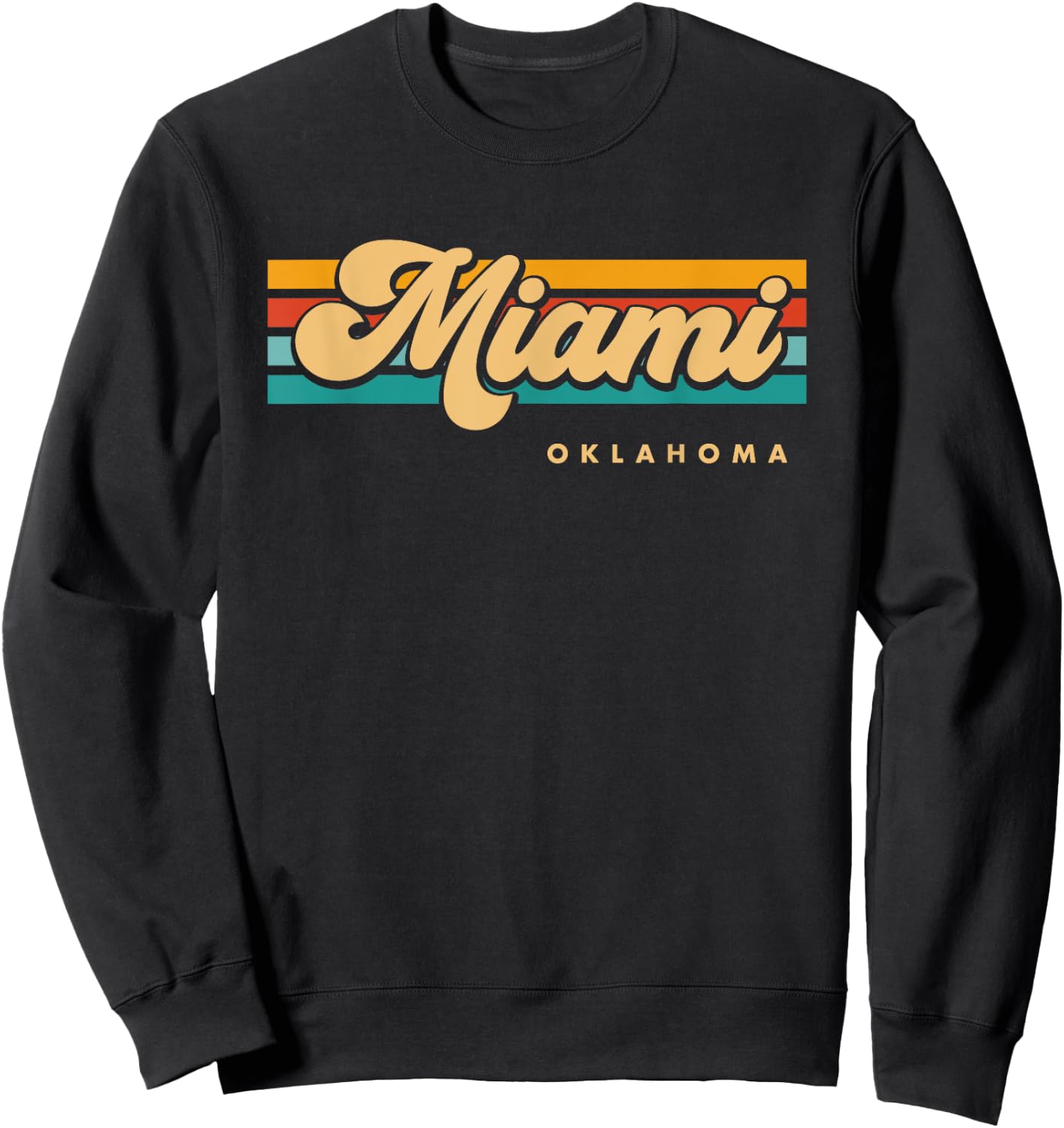 Vintage Sunset Stripes Miami, Oklahoma Sweatshirt - Sweatshirt | Black