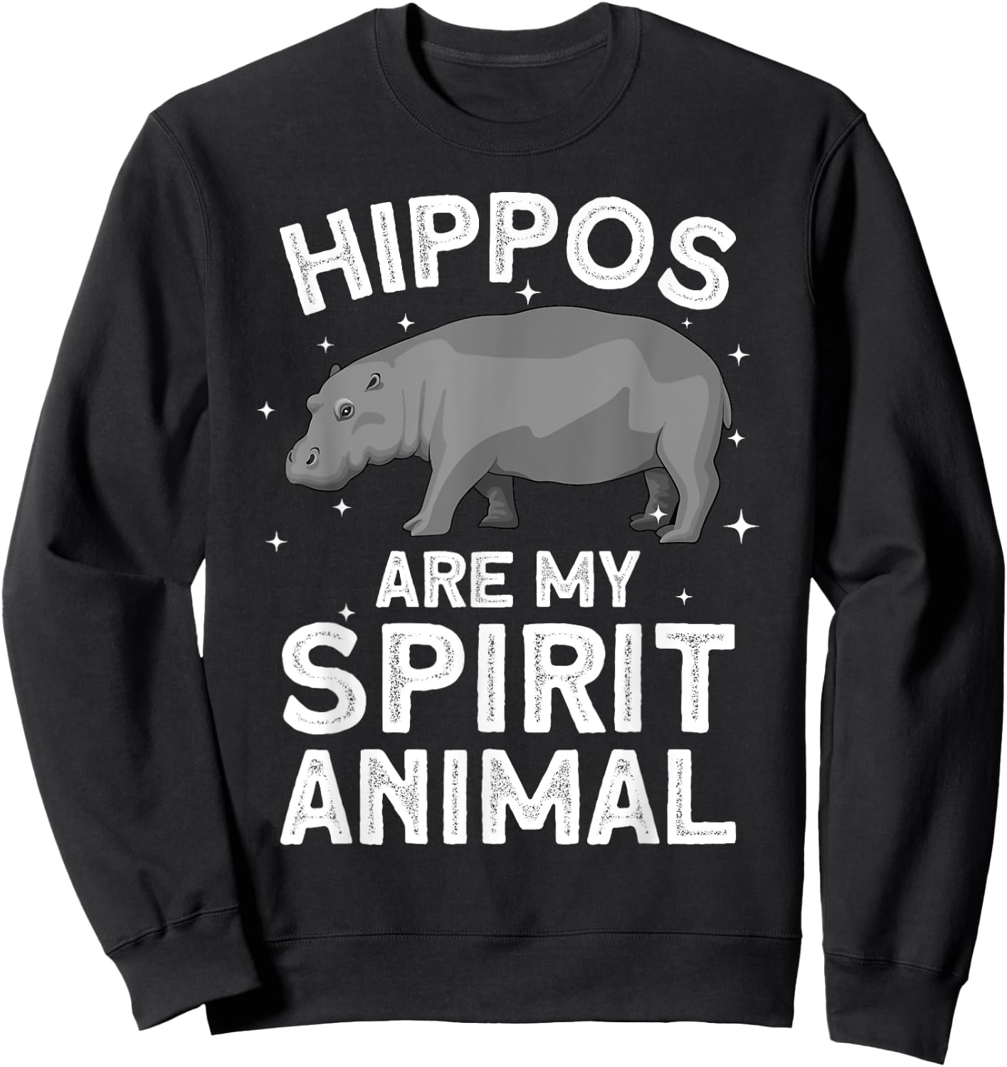 Funny Hippopotamus Design Women Animal Hippo Lover Sweatshirt - Sweatshirt | Black
