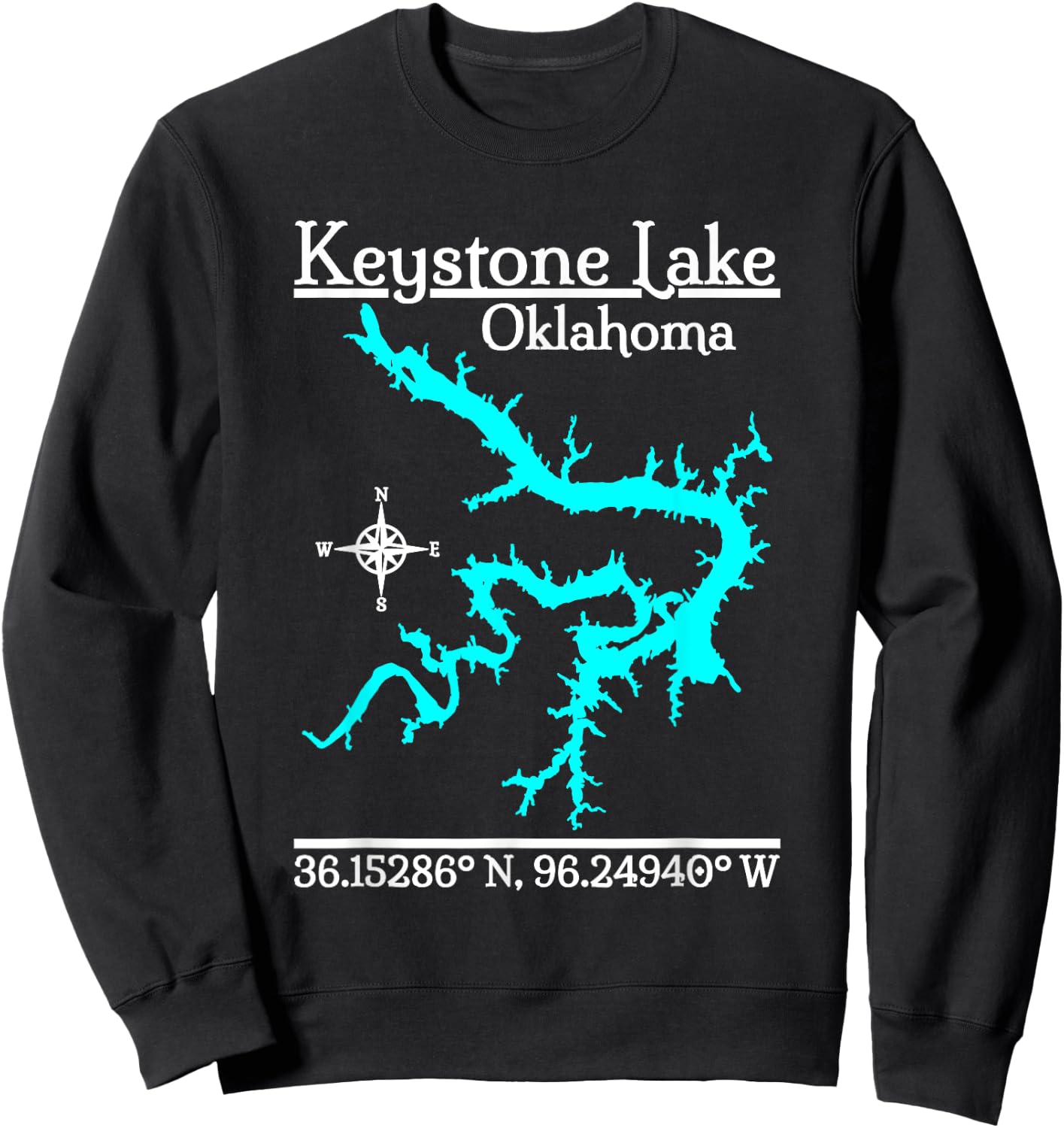 Keystone Lake, Oklahoma Sweatshirt - Sweatshirt | Black