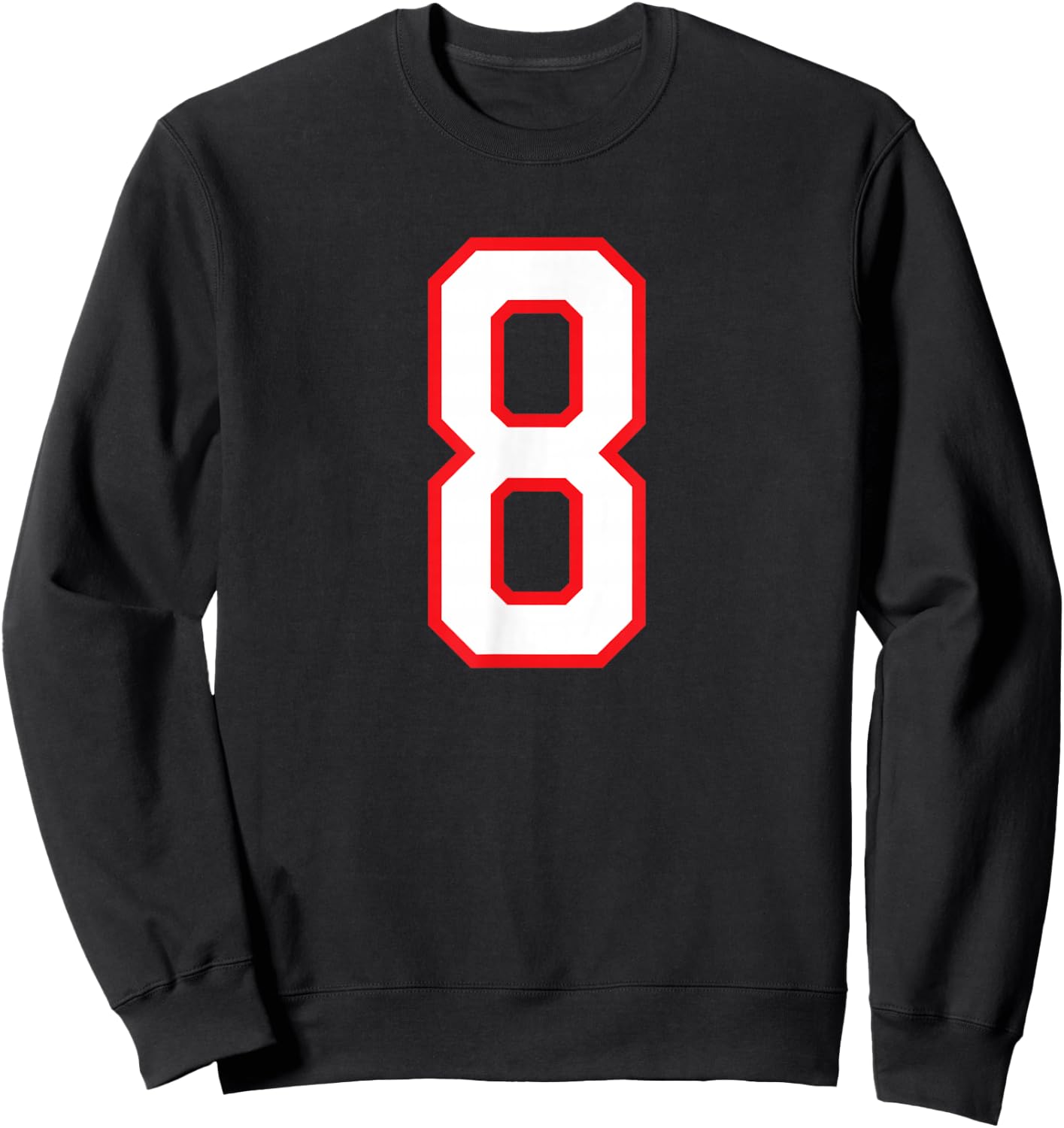 Number #8 Sport White Red Uni Number Sweatshirt - Sweatshirt | Black
