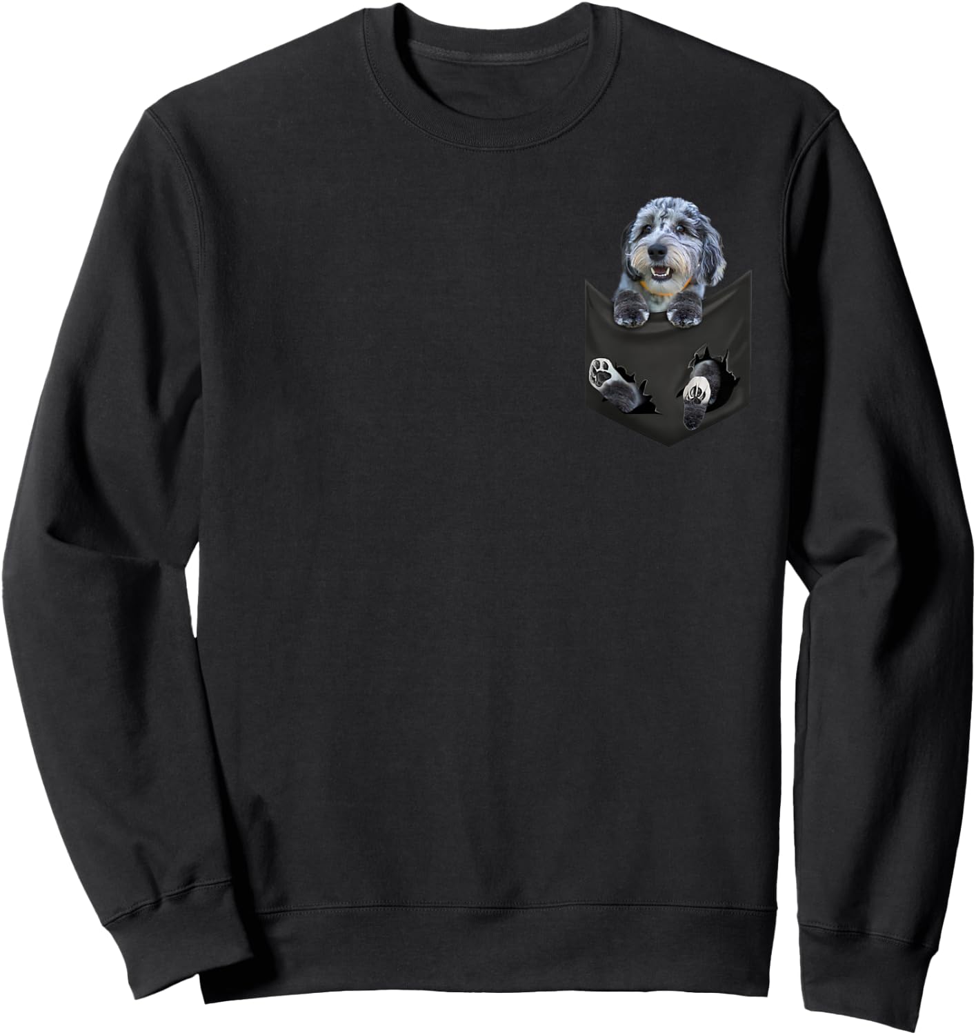 Aussiedoodle Dog In Pocket, Aussiepoo Aussiepoodle peeking Men Women Girls Kids Sweatshirt - Sweatshirt | Black