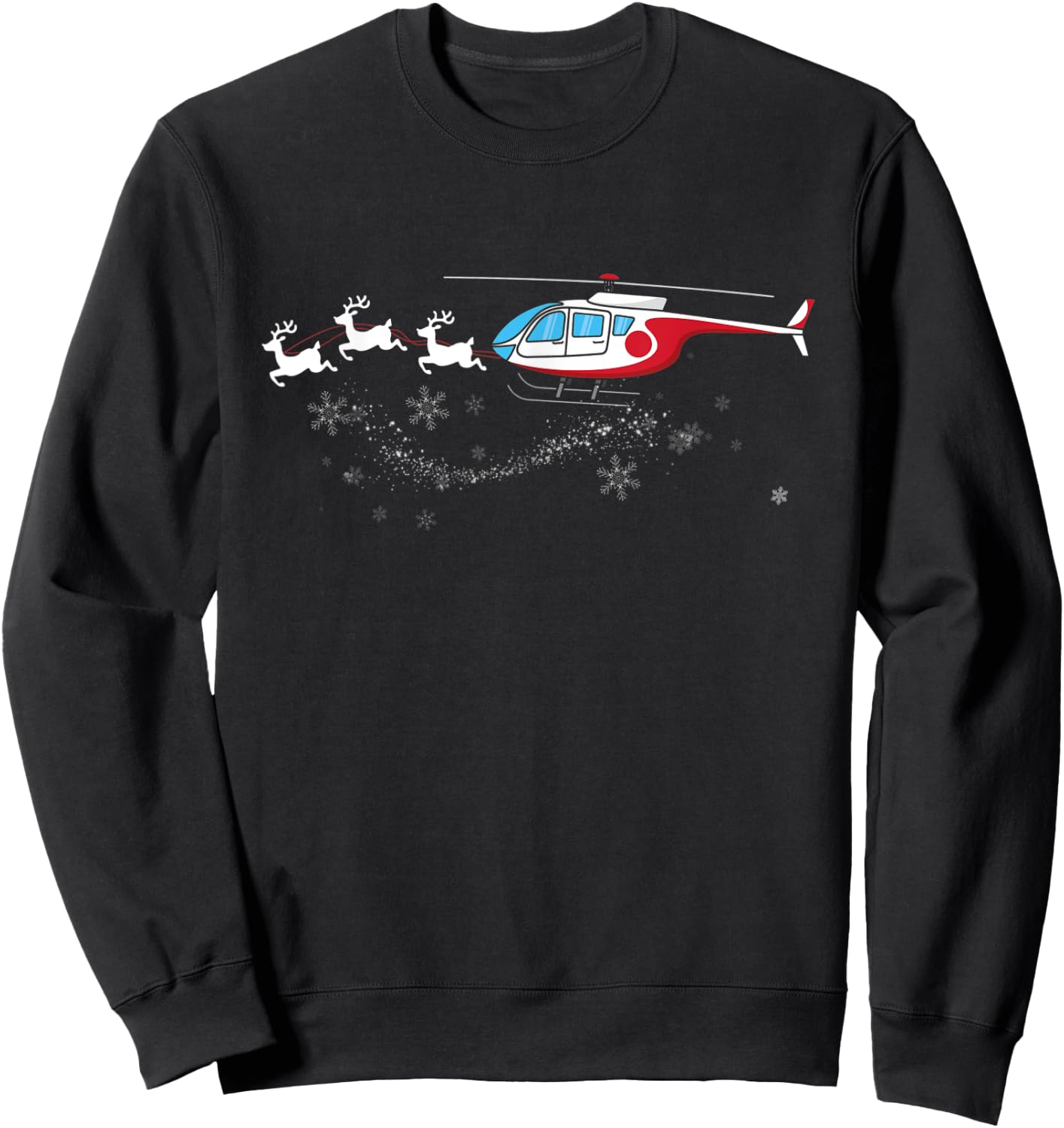 Helicopter Santa Christmas Sleigh - Funny Helicopter Xmas Sweatshirt - Sweatshirt | Black