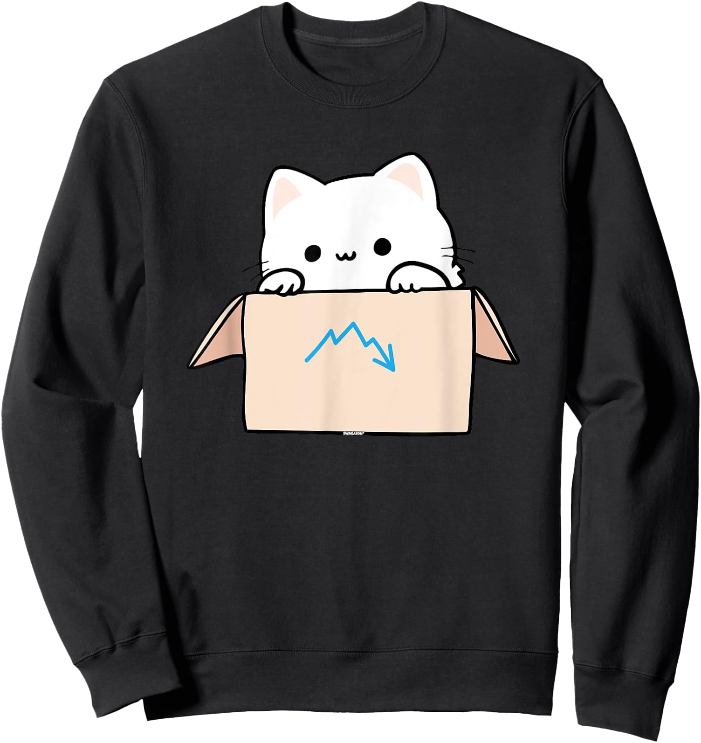 Coworker Pet Swagazon Associate Cute Cat in Cardboard Box Men Women Sweatshirt - Sweatshirt | Black
